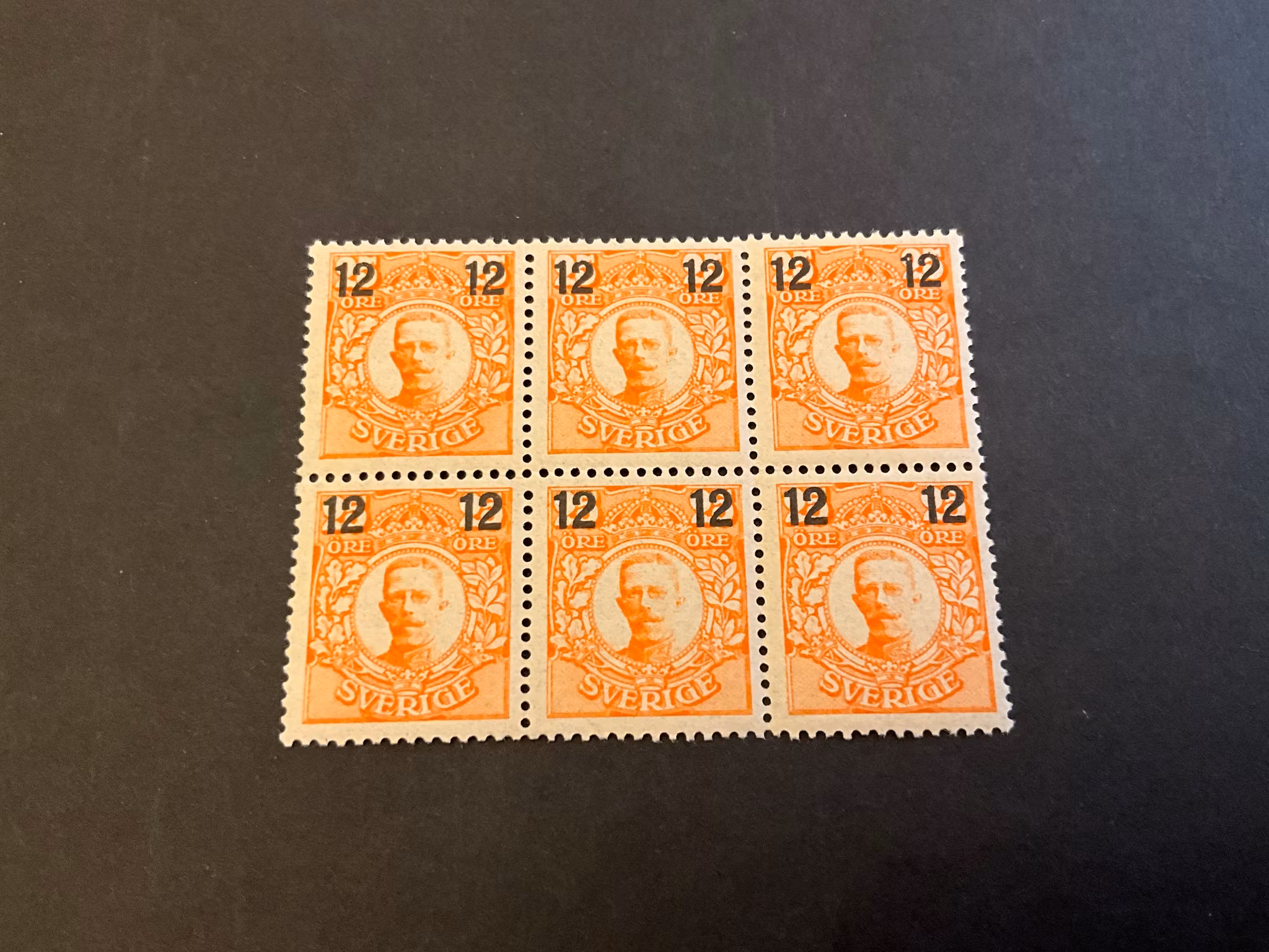 Provisorier Gustaf V facit 100 postfriskt 6-block