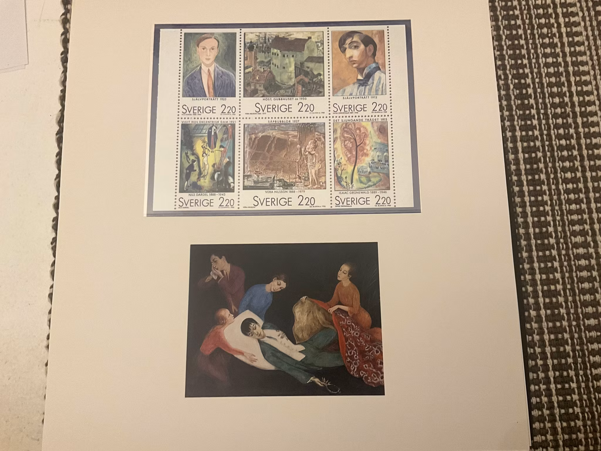 Folder konst på frimärken postfriska märken