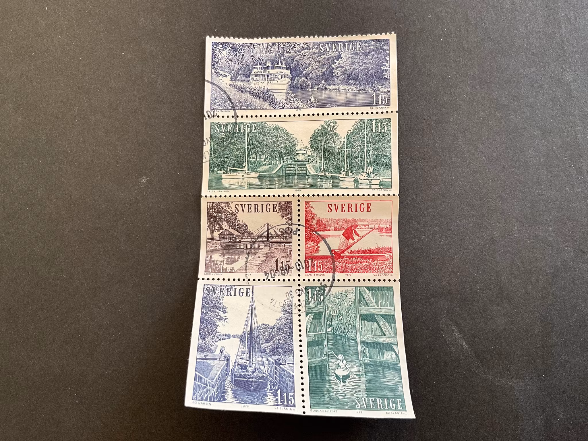 Göta kanal facit 1082-1087 stämplat block