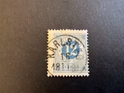 Ringtyp T 13 facit 32 stämplat med förlängd ram i nedre vänster hörn i form av en rosett