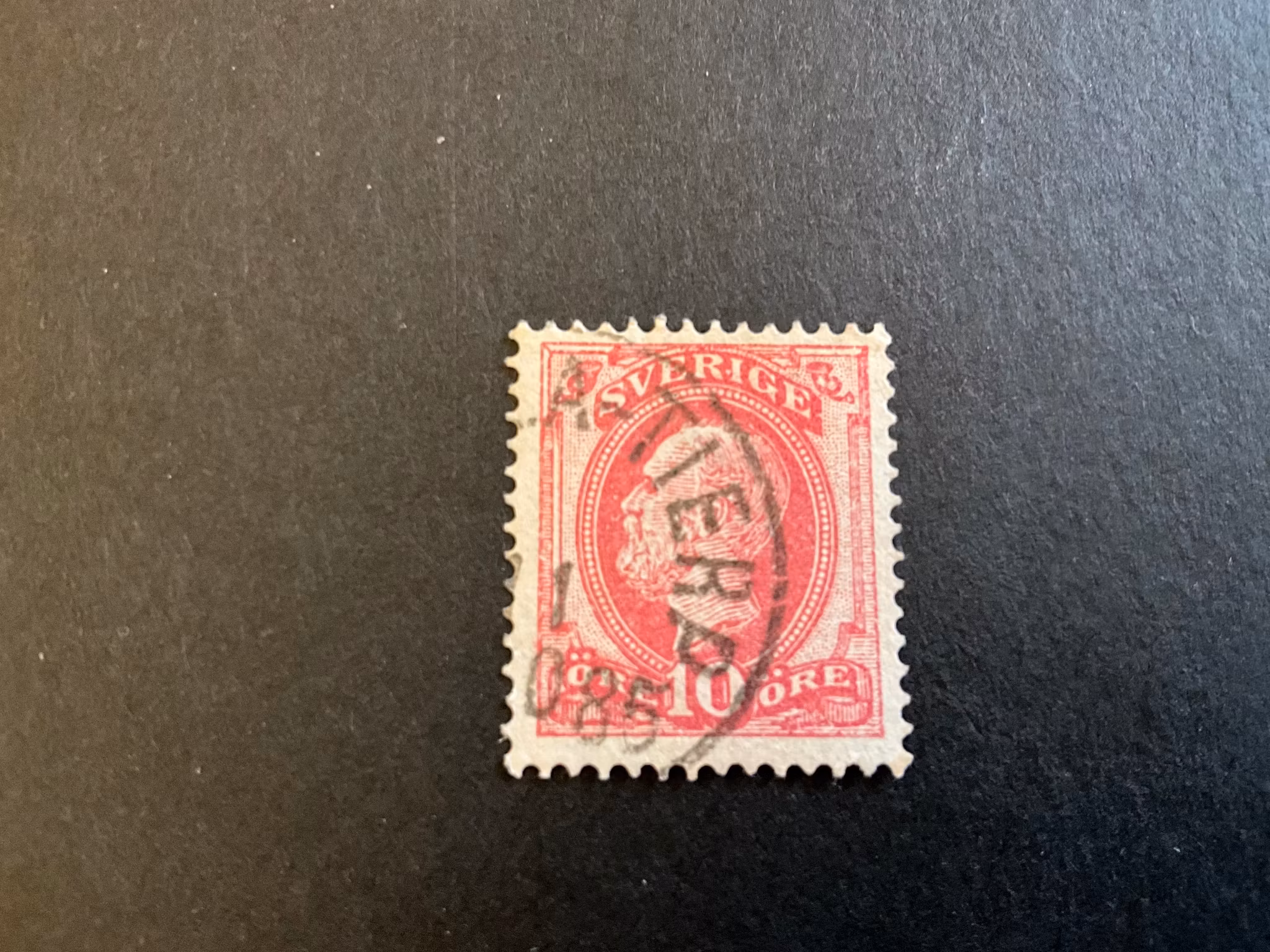 Oscar II facit 39 med vit prick mellan R och I i SVERIGE