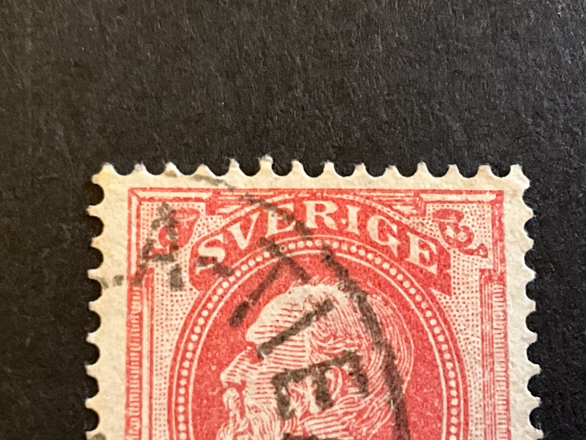 Oscar II facit 39 med vit prick mellan R och I i SVERIGE