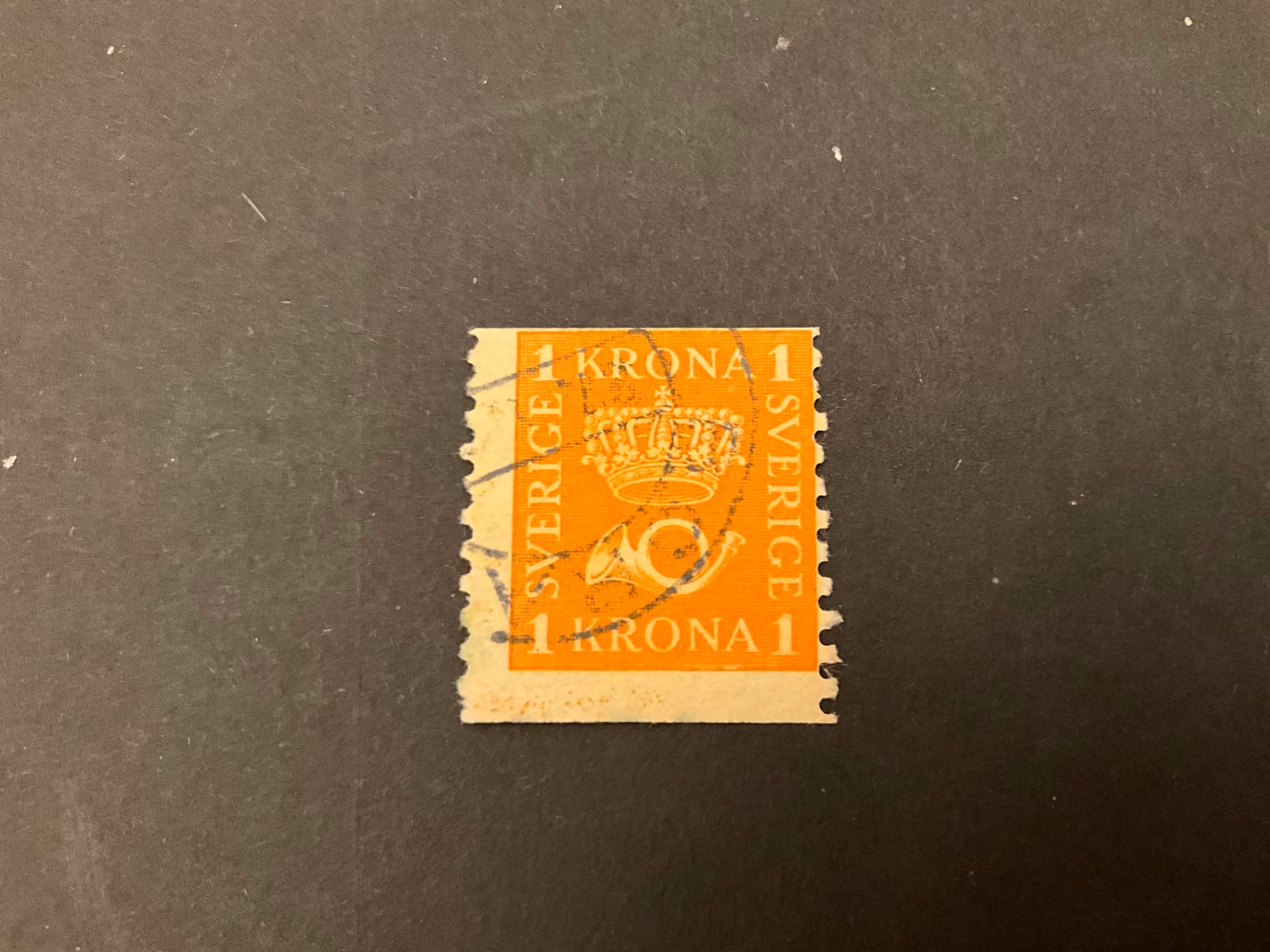 Postemblem facit168 med gul avfällning i nedre marginal