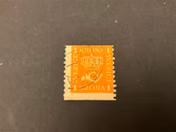 Postemblem facit168 med gul avfällning i nedre marginal