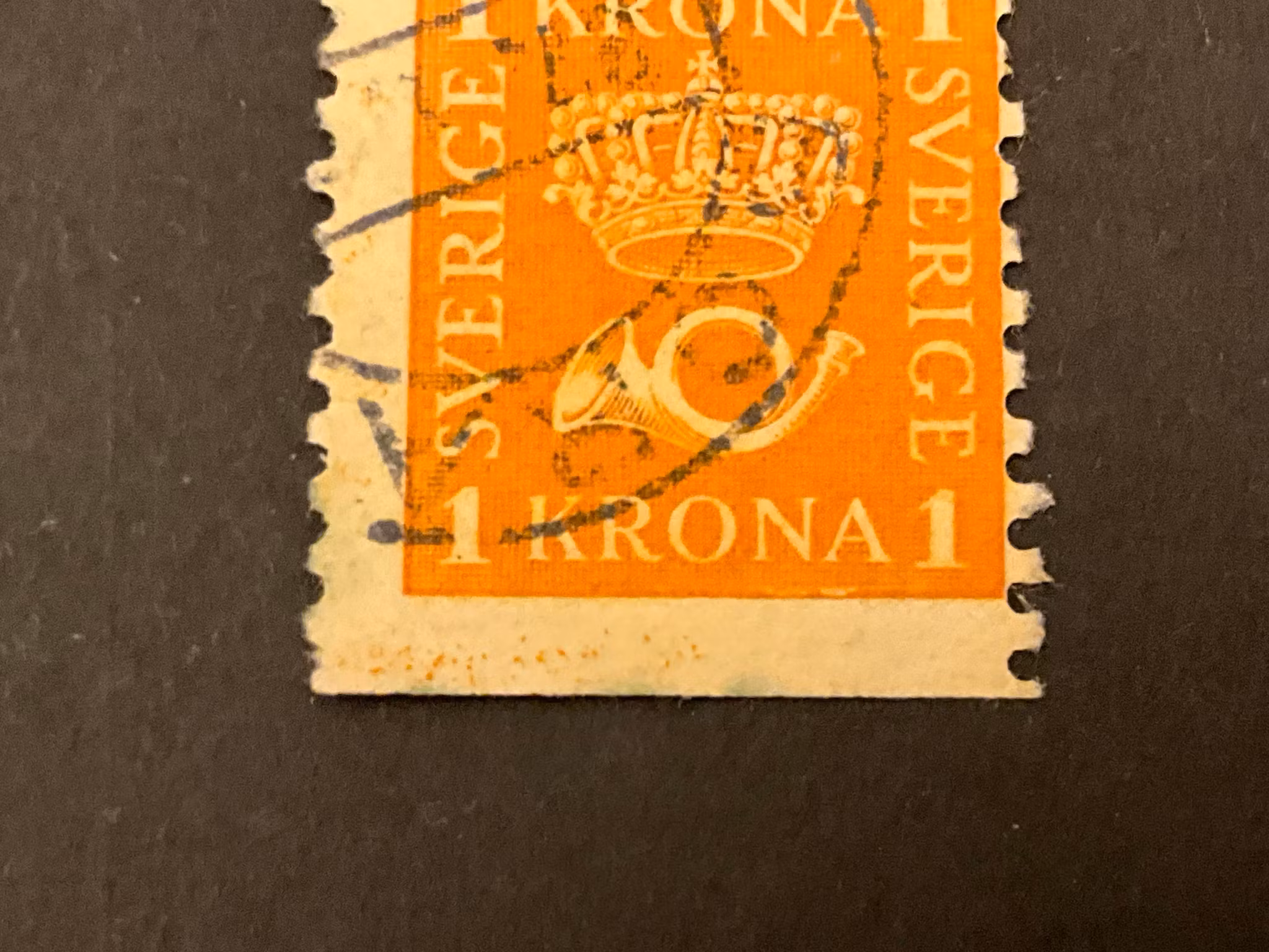 Postemblem facit168 med gul avfällning i nedre marginal