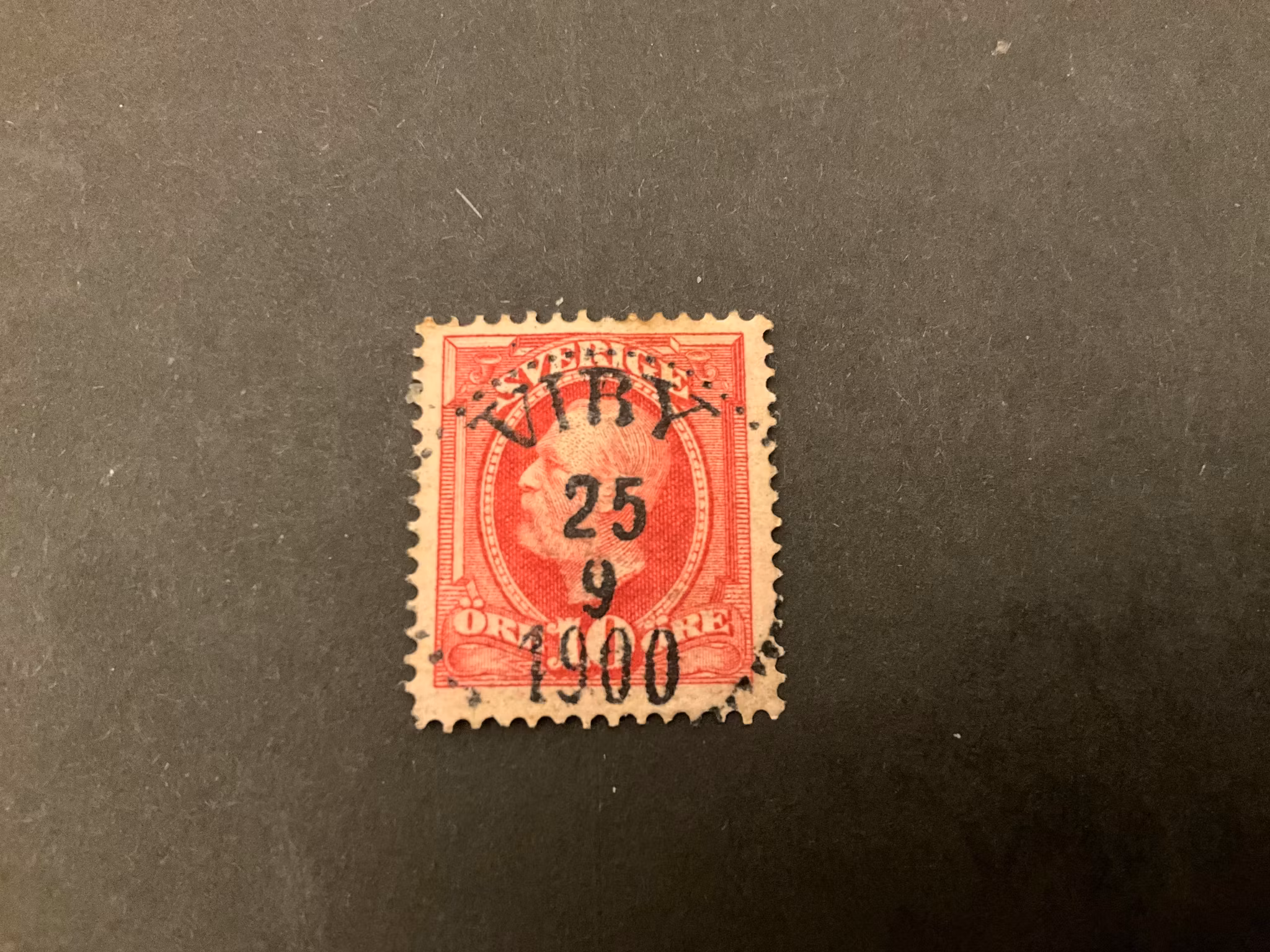 Oscar II facit 54 lyxstämplat VIBY, veckmpå baksidan