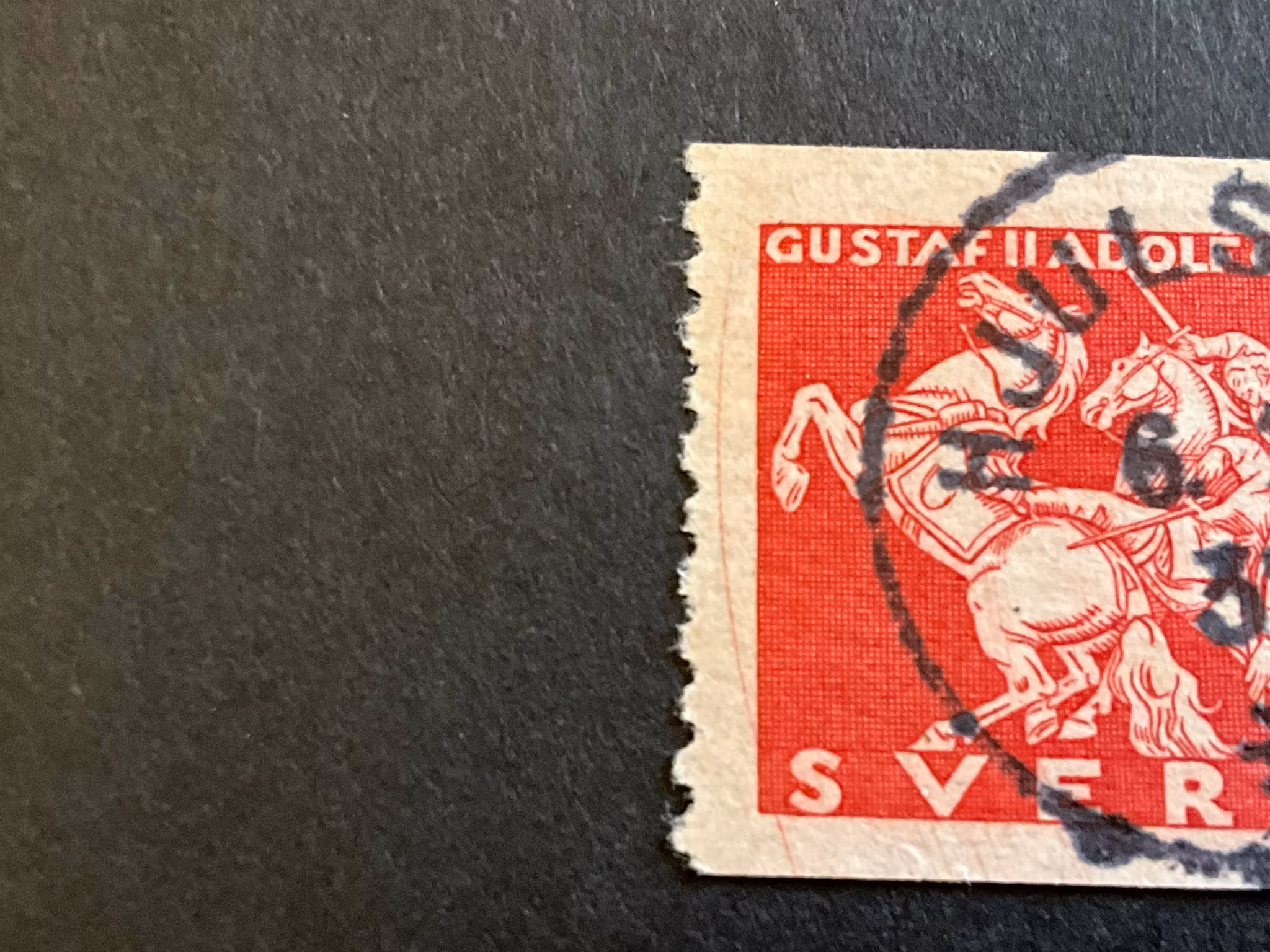 Lützen facit 235 A lyxstämplat HJULSBRO, med rött streck i vånster marginal