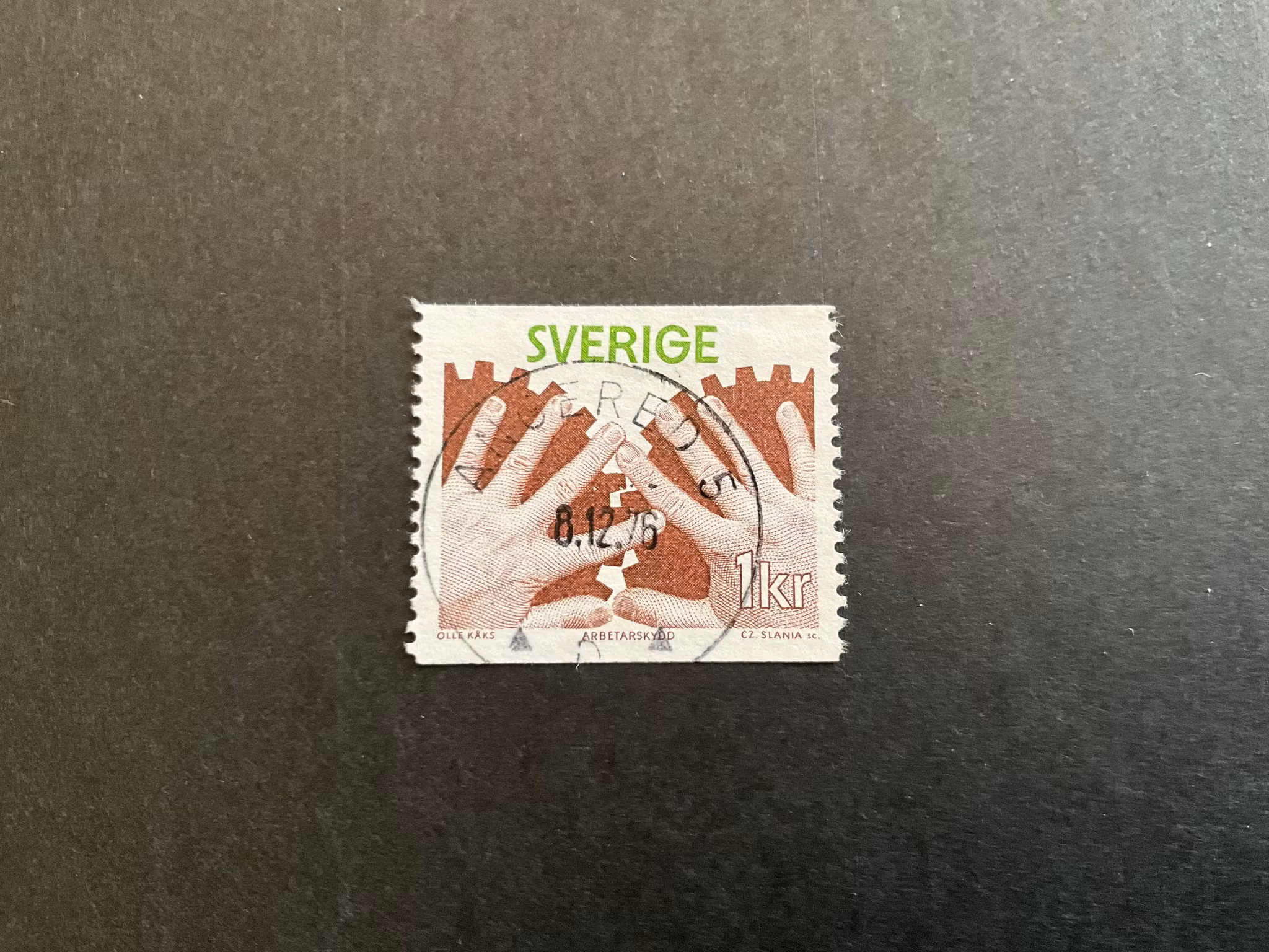 Arbetarskydd facit nr 982 lyxstämplat ANGERED 5