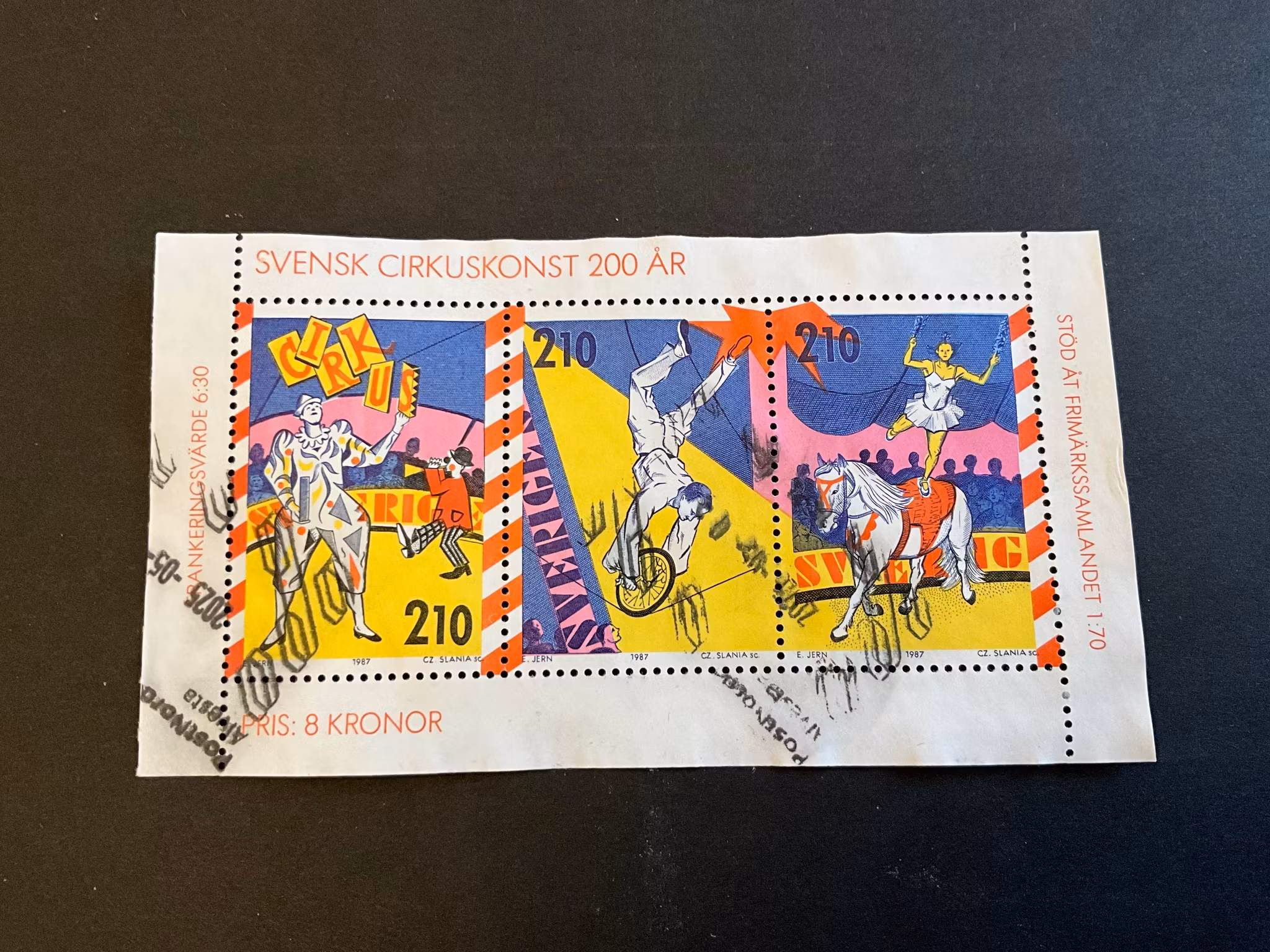 Cirkuskonst facit nr 1467-1469 stämplat block