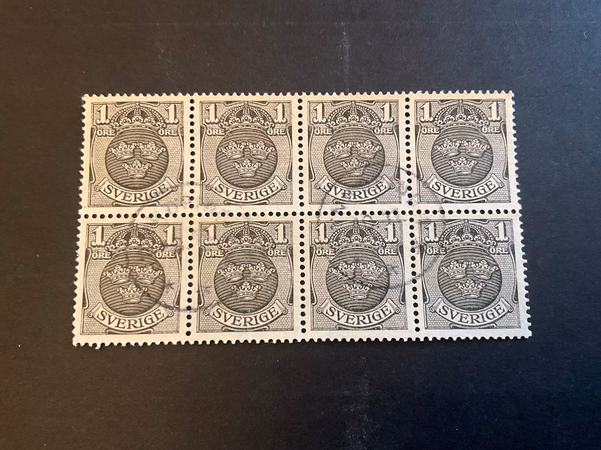 Lilla riksvapnet facit 71 cc stämplat 8-block