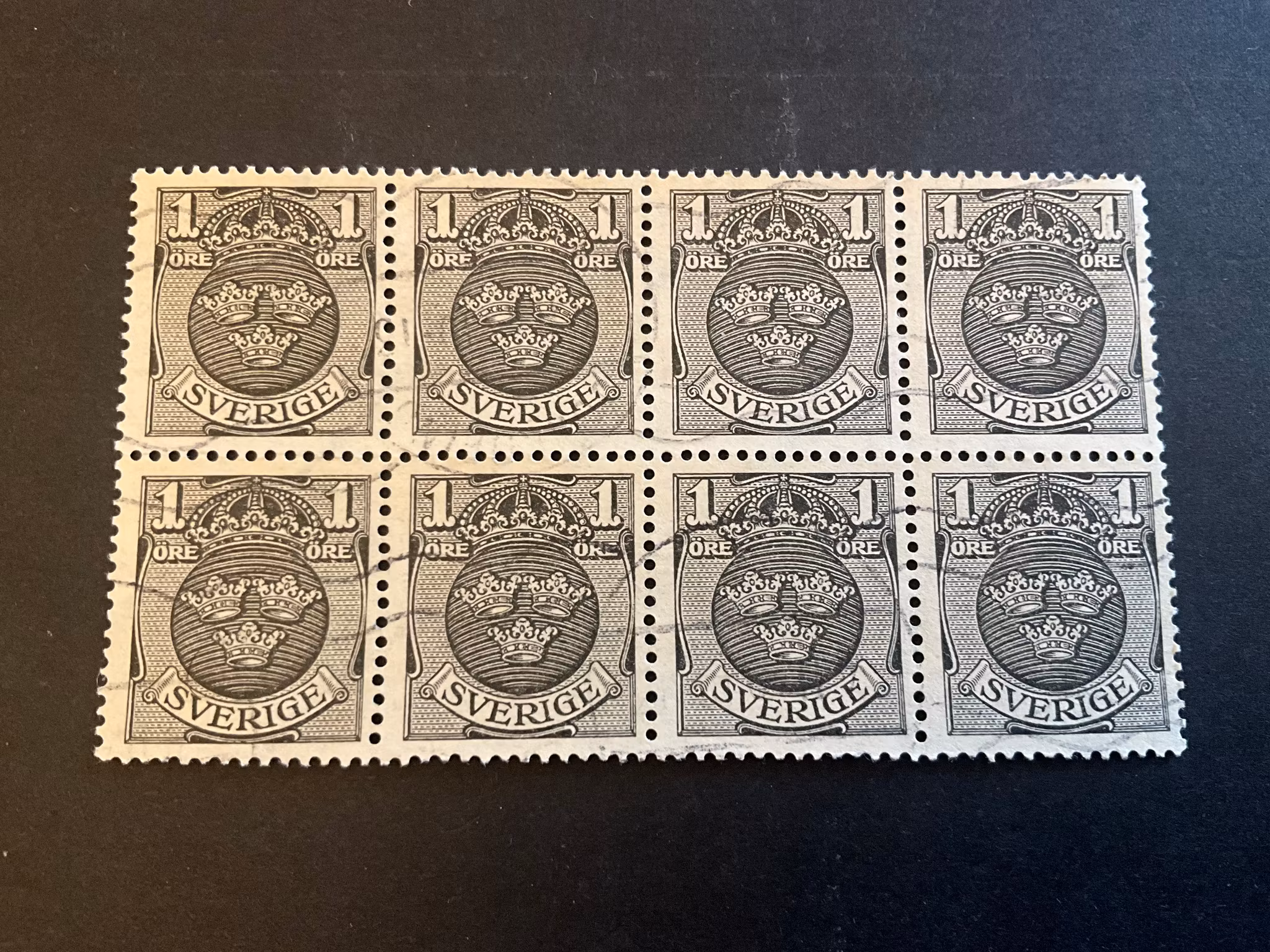 Lilla riksvapnet facit 71 cc stämplat 8-block