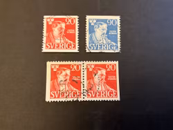 Viktor Rtdberg facit nr 361-362 stämplad serie ett märke med dubbelprägling