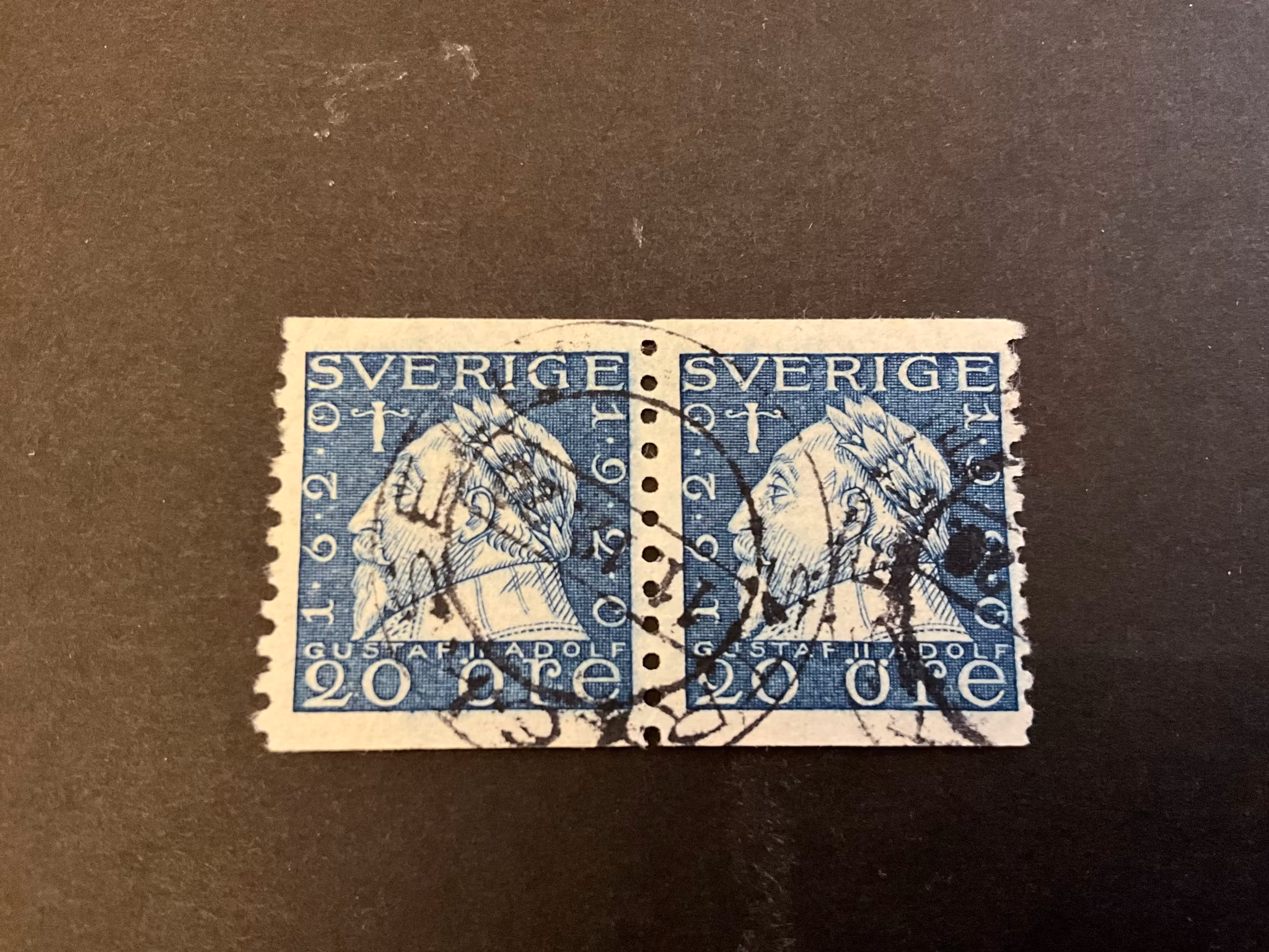 Gustaf II Adolf facit 152 A stämplat par med vattenmärke KPV