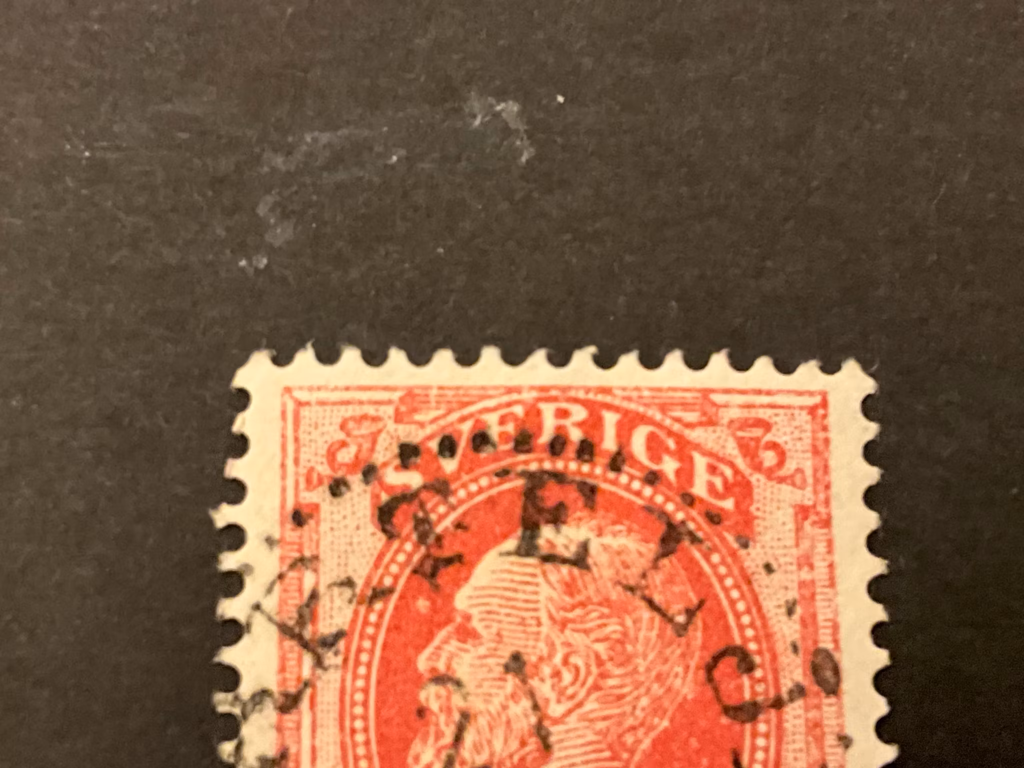 Oscar II facit 39 med vit fläck framför ögat