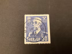 Gustaf V 85 år facit 345 lyxstämplat MARIESTAD, första dag