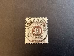 Ringtyp T 13 facit 35 lyxstämplat JÖNKÖPING, mycket snedcentrerat