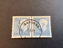 Gustaf VI Adolf facit 416 A i praktstämplat 2+2-sidigt par GÄRSNÄS
