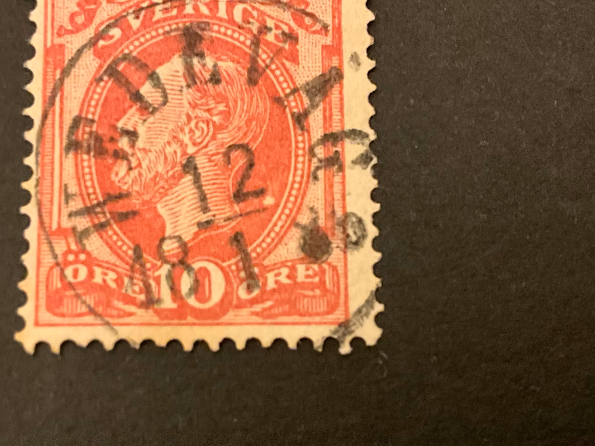 Oscar II facit 39 praktstämplat WEDEVÅG, vit fläck bakom halsen