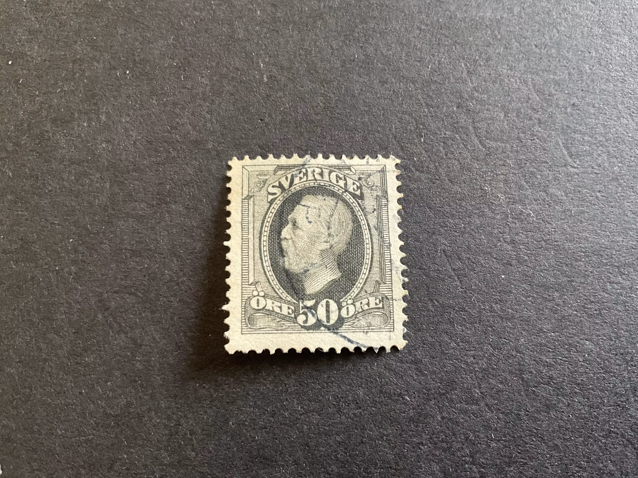 Oscar II facit 59 V2 stämplat märke med spegeltryck