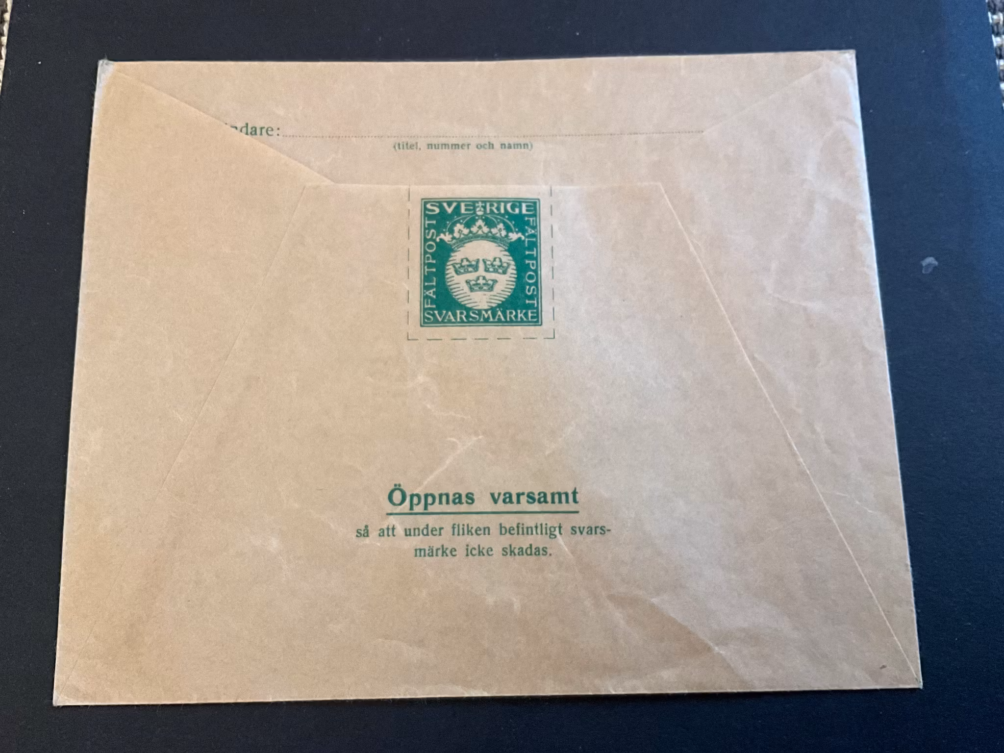 Militärbrev M8 oanvänt brev