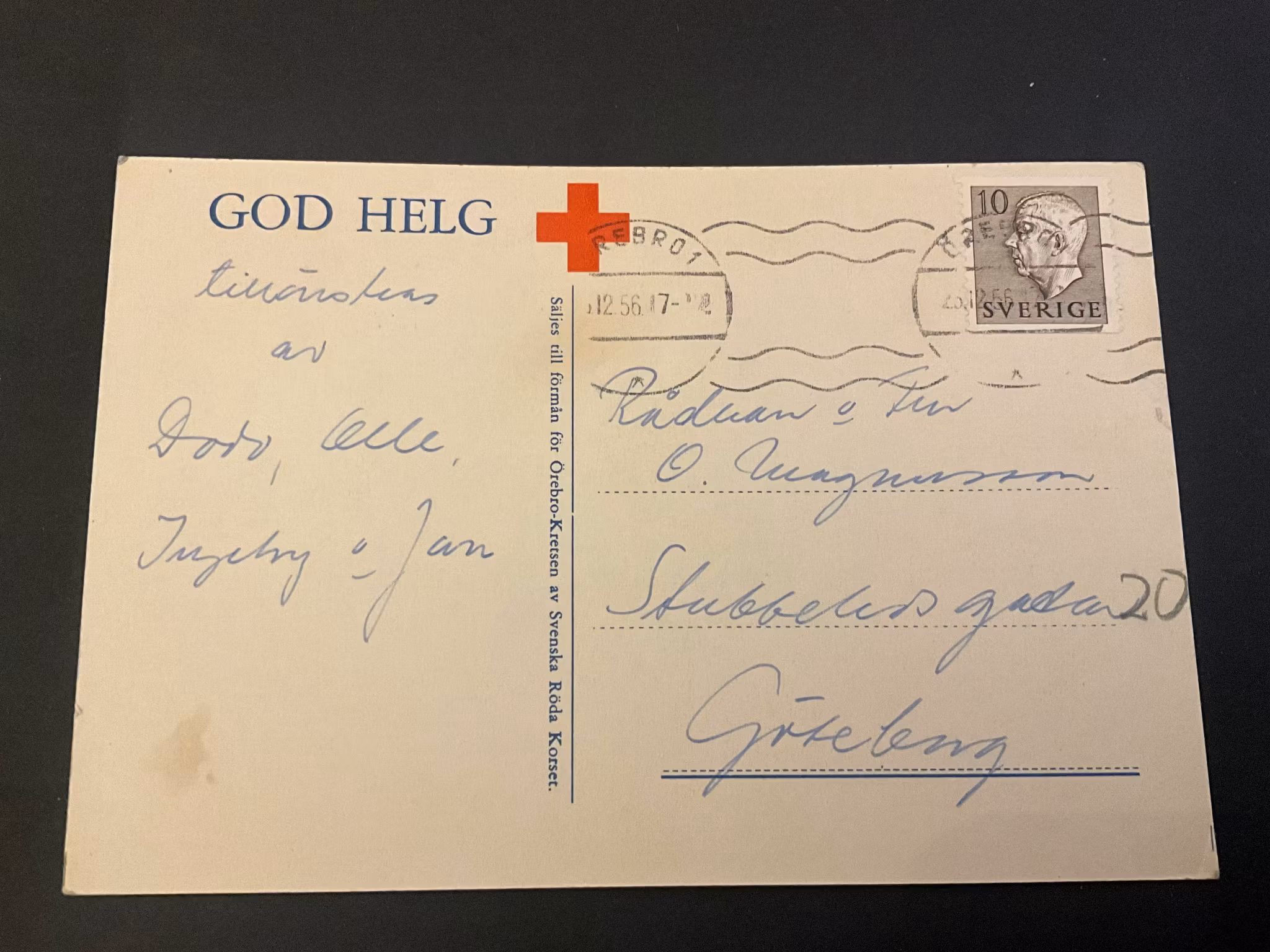 God helg Kort med duva frankerat med Gustaf VI Adolf facit 400 A