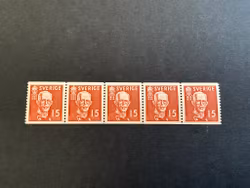 Gustaf V 80 år facit 267 A postfriskt 5-strip