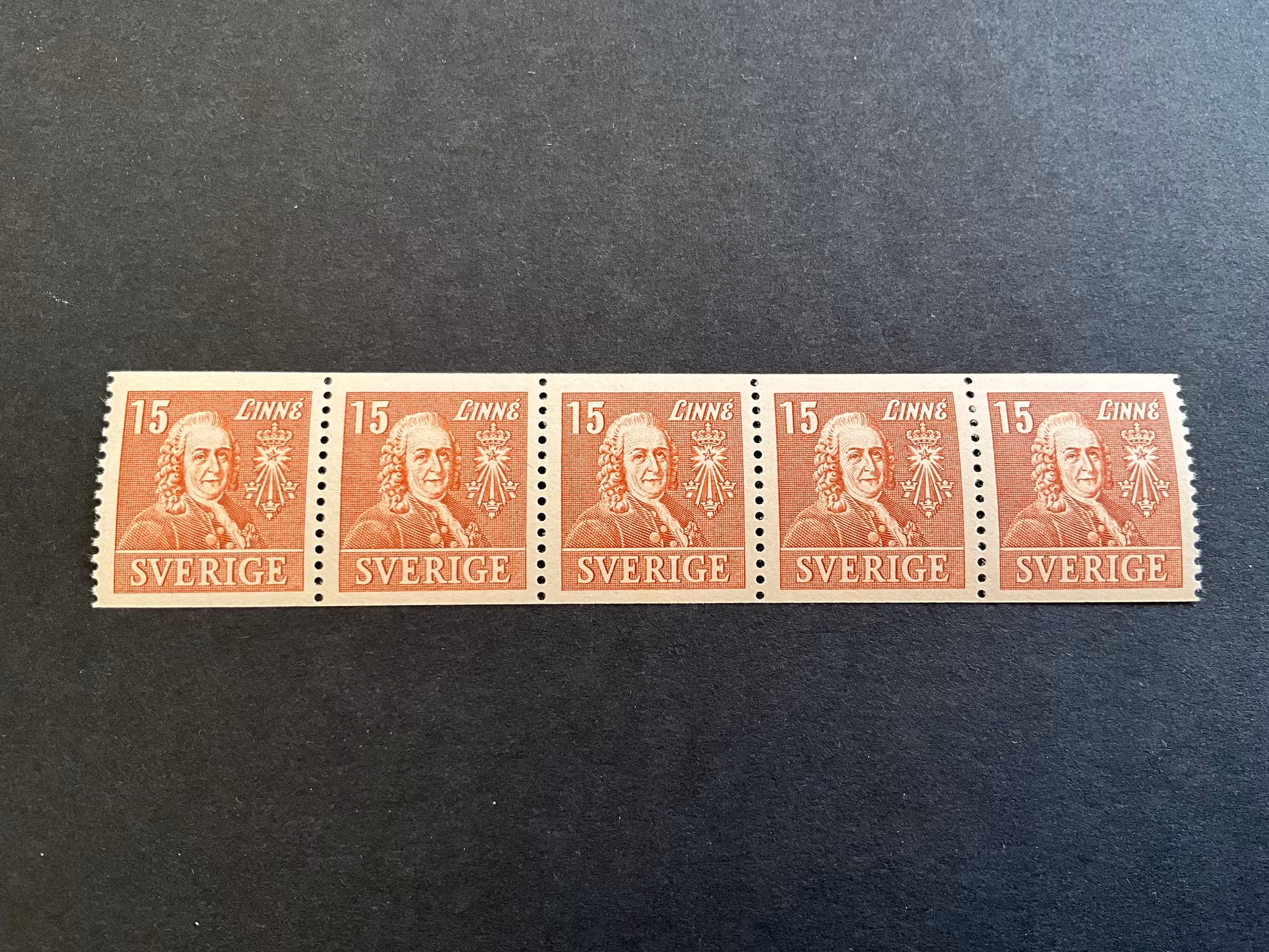 Linné facit 321 A postfriskt 5-strip