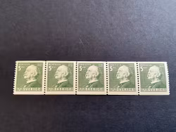 Montelius facit 349 A postfriskt 5-strip