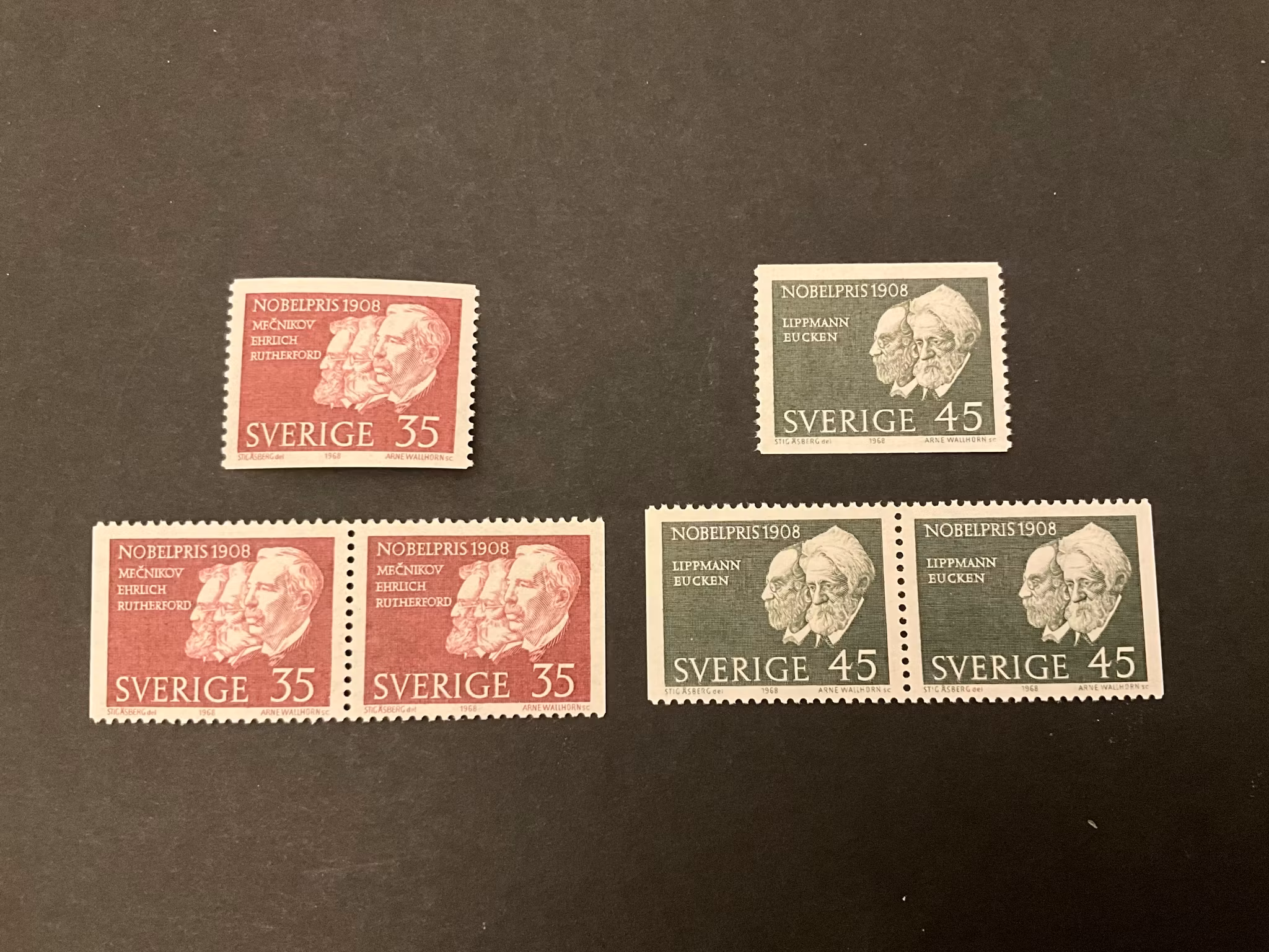 Nobelpristagare 1908 facit 647-648 postfrisk serie