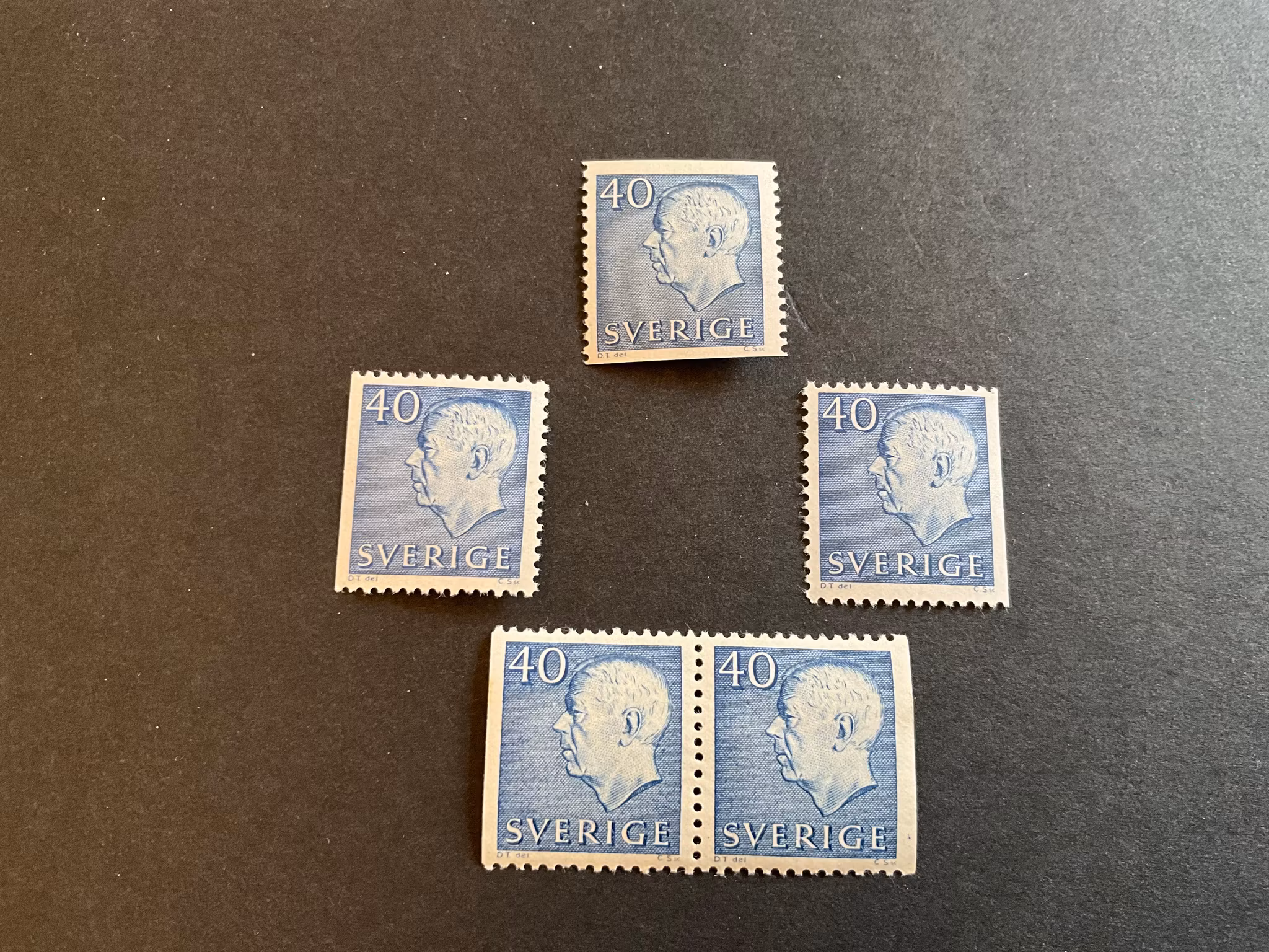 Gustaf VI Adolf typ III facit 428 A, B1,B2 och BB postfrisk serie