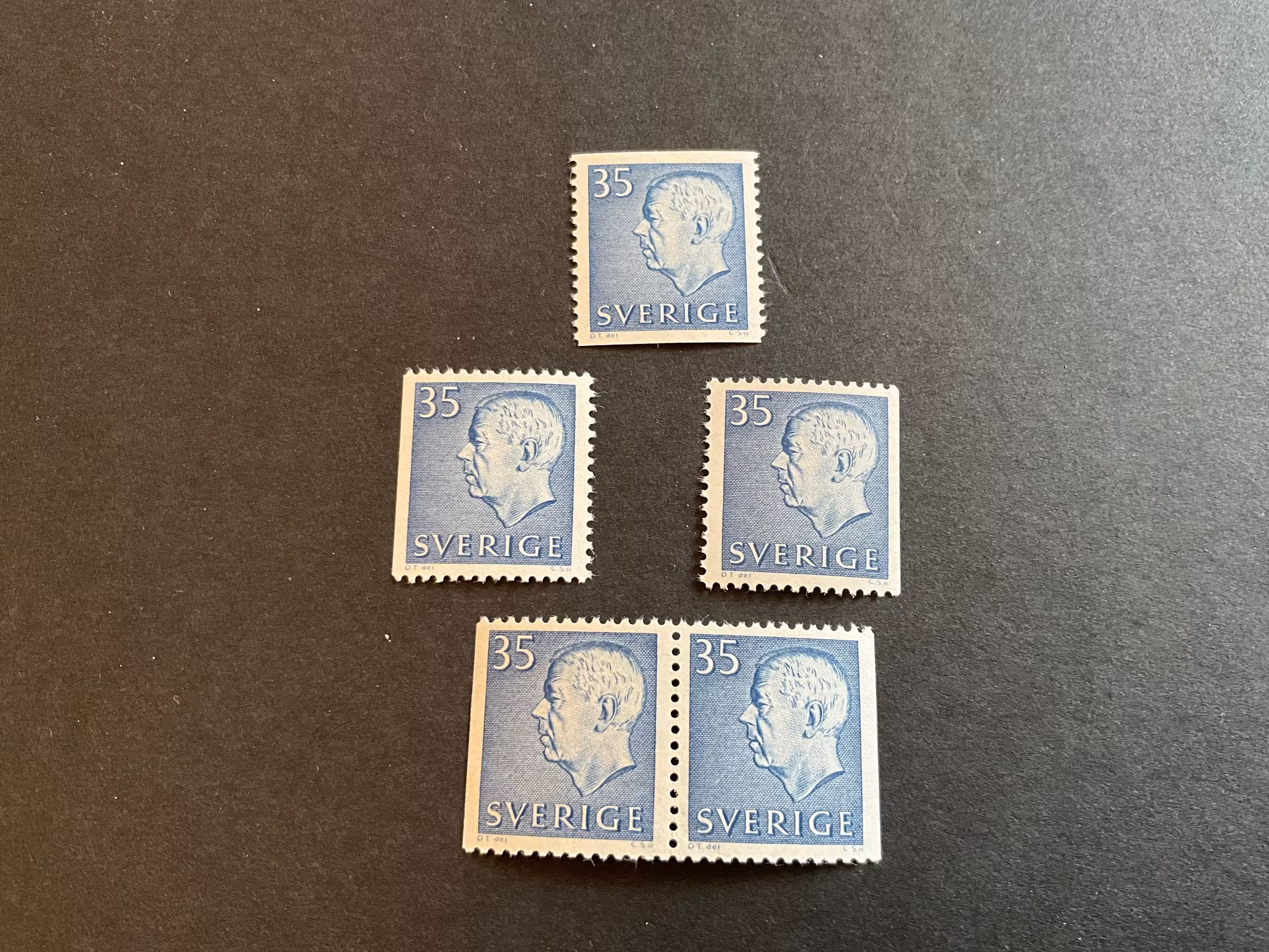 Gustaf VI Adolf typ III facit 425 A,B1,B2 och BB postfriska märken