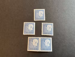 Gustaf VI Adolf typ III facit 425 A,B1,B2 och BB postfriska märken