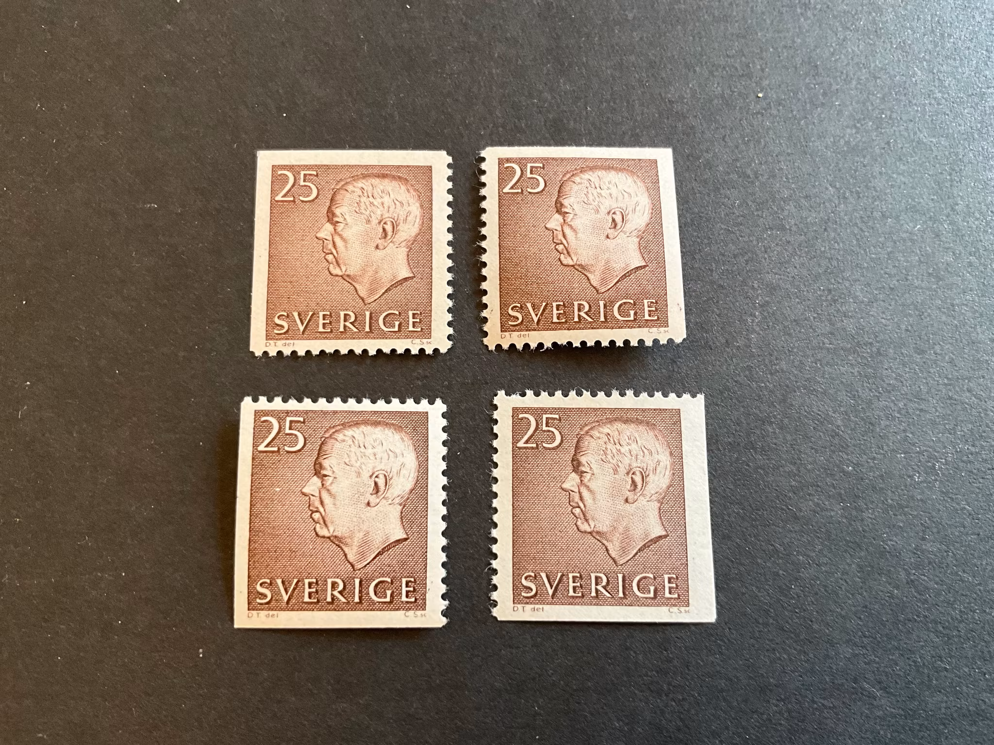 Gustaf VI Adolf typ III facit 420 D1-D4 postfriska märken