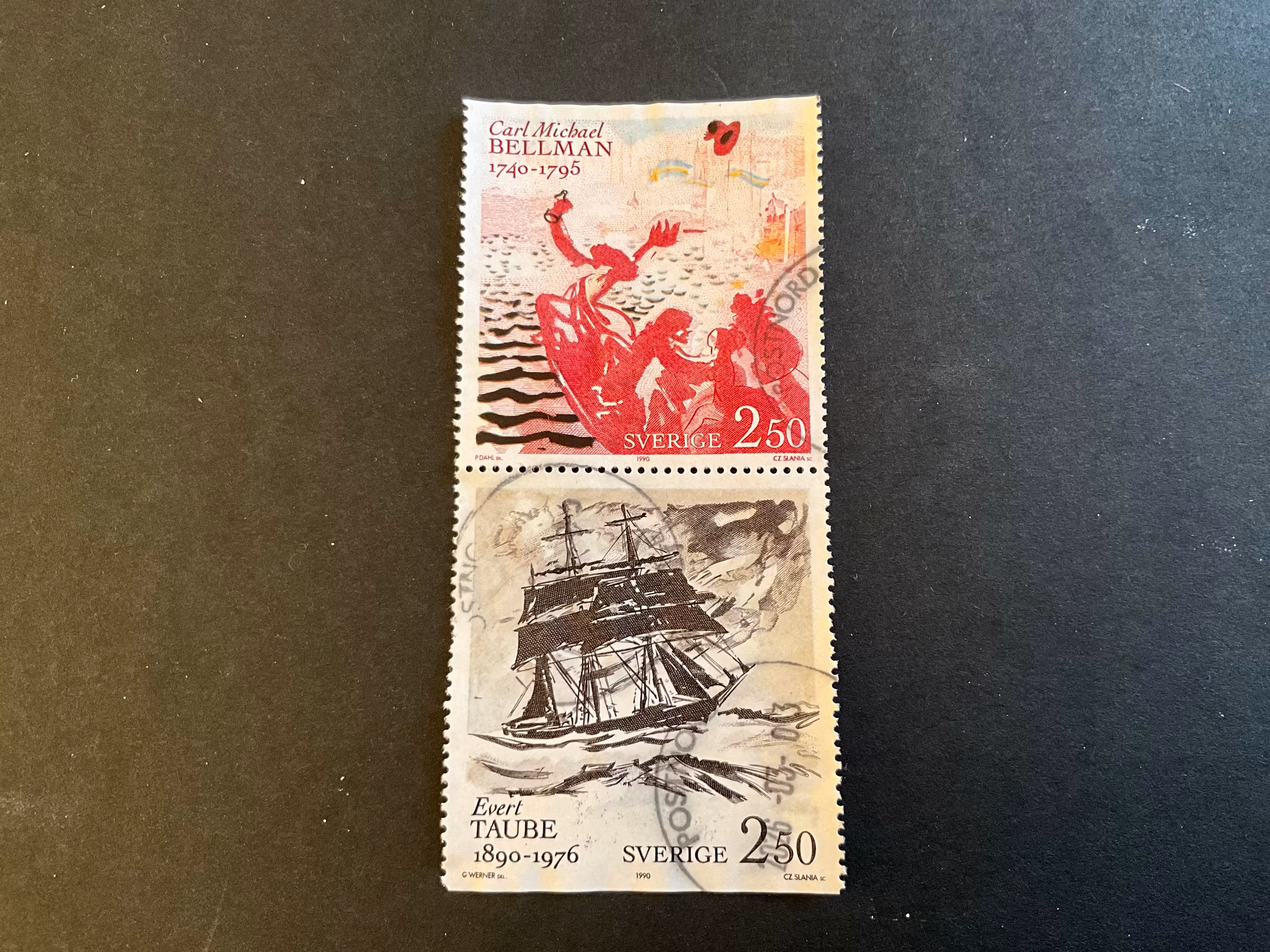 CBellman och Taube facit 1644 SX stämplat par