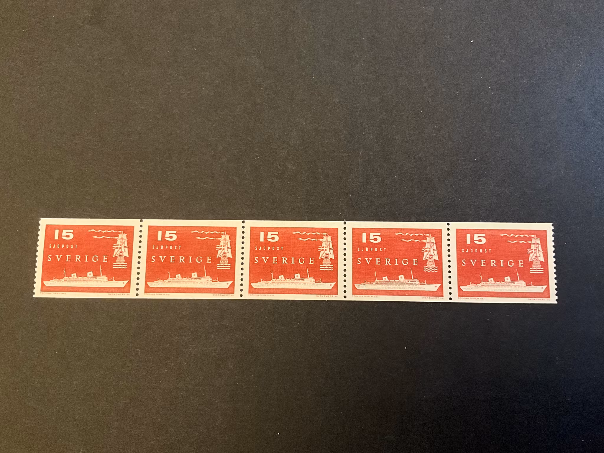 Sjö och helikopterpost facit 490 A postfriskt 5-strip