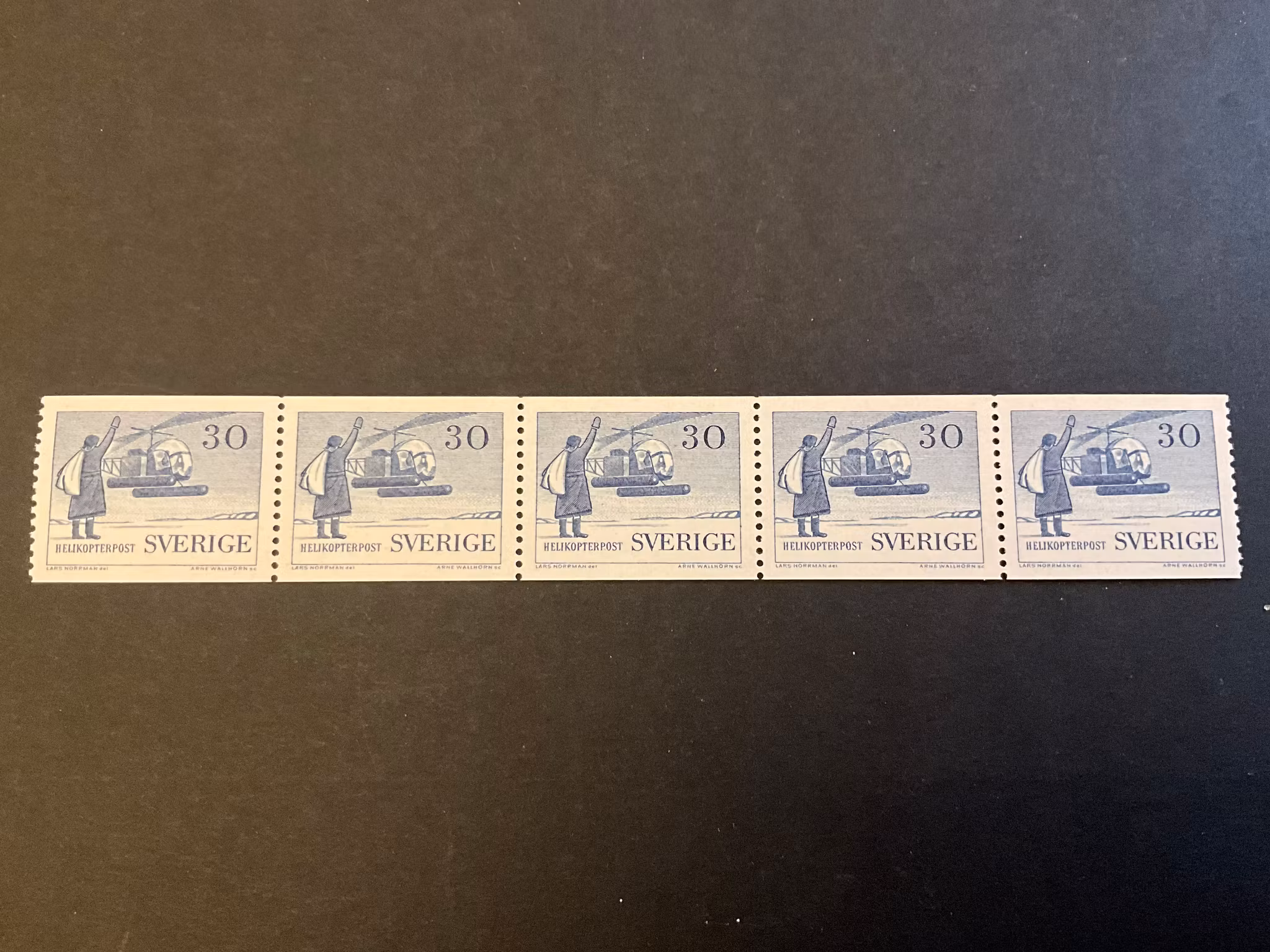 Sjö och helikopter post facit 488 A postfriskt 5-strip