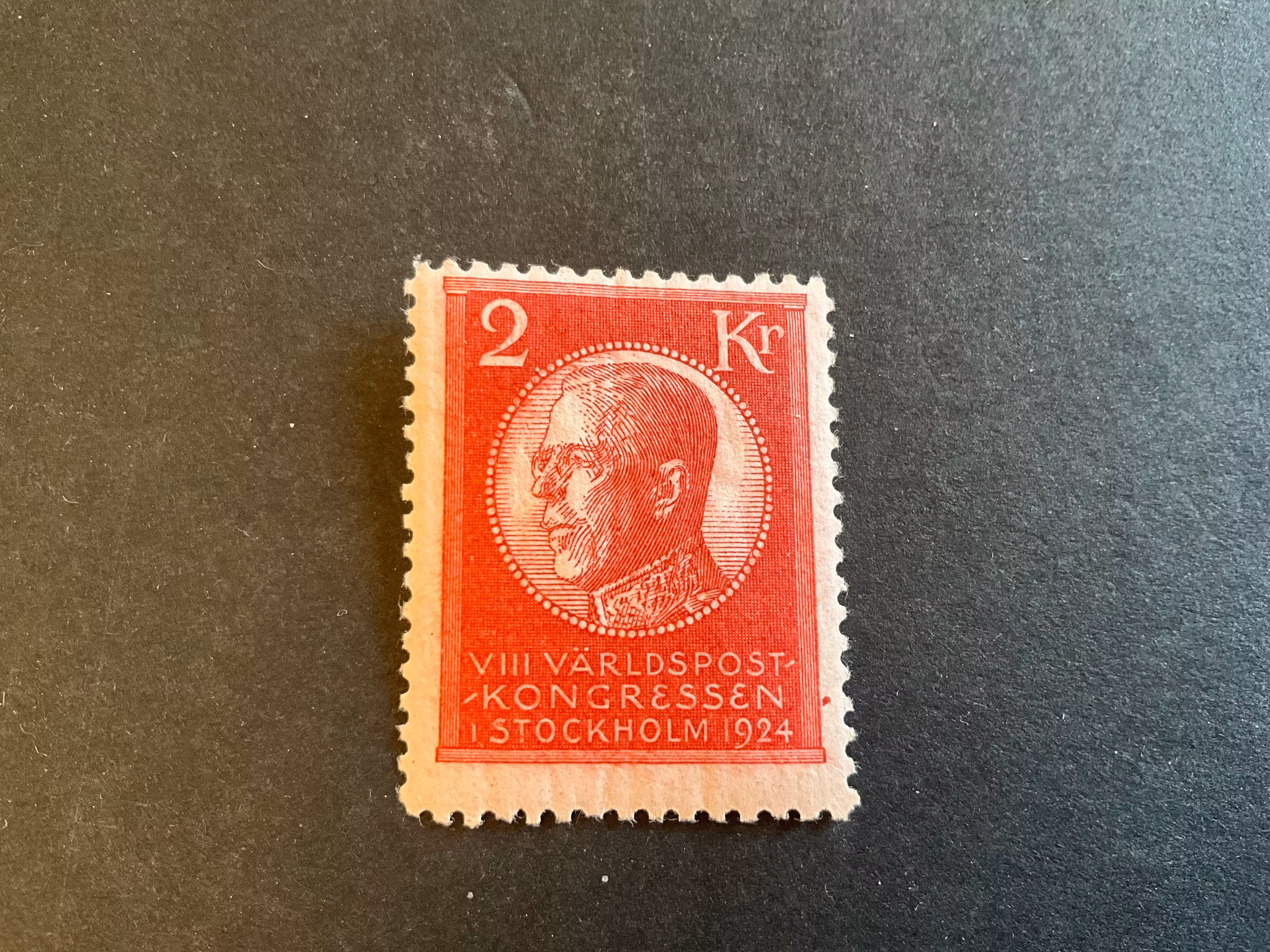 Världspostkongressen facit 209 postfriskt märke med röd punkt i marginalen