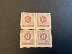 Ringtyp PH facit 44 postfriskt 4-block, ett märke med vita  fläckar