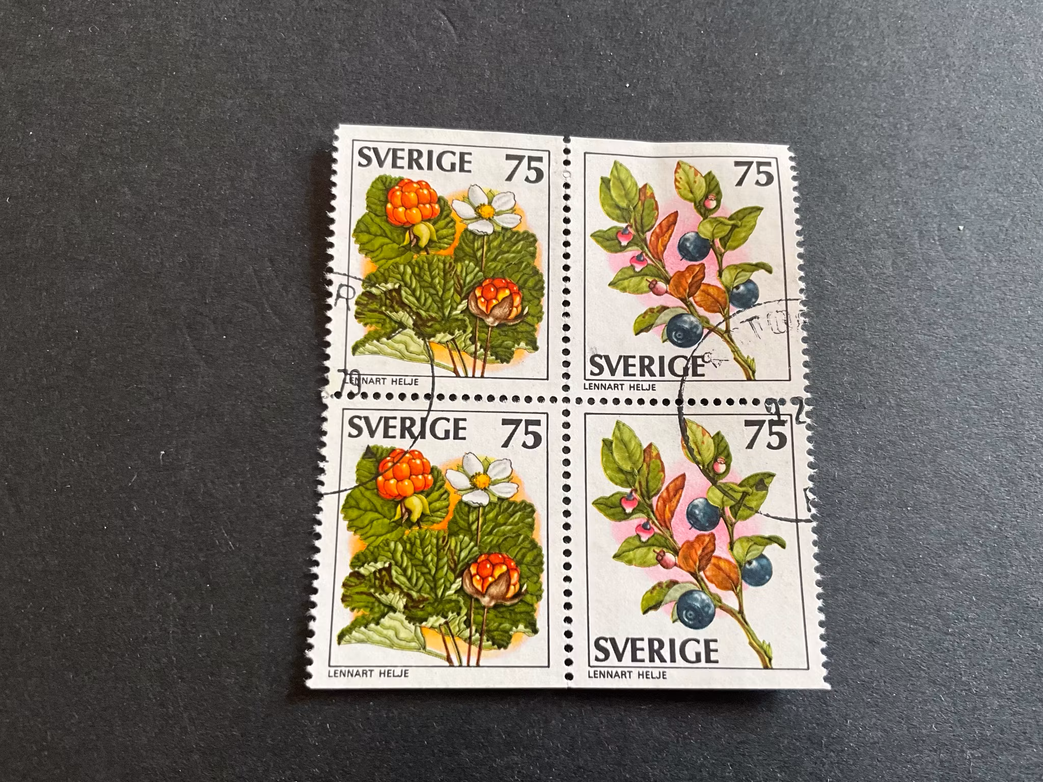 Vilda bär facit 1013-1014 BB stämplat 4-block