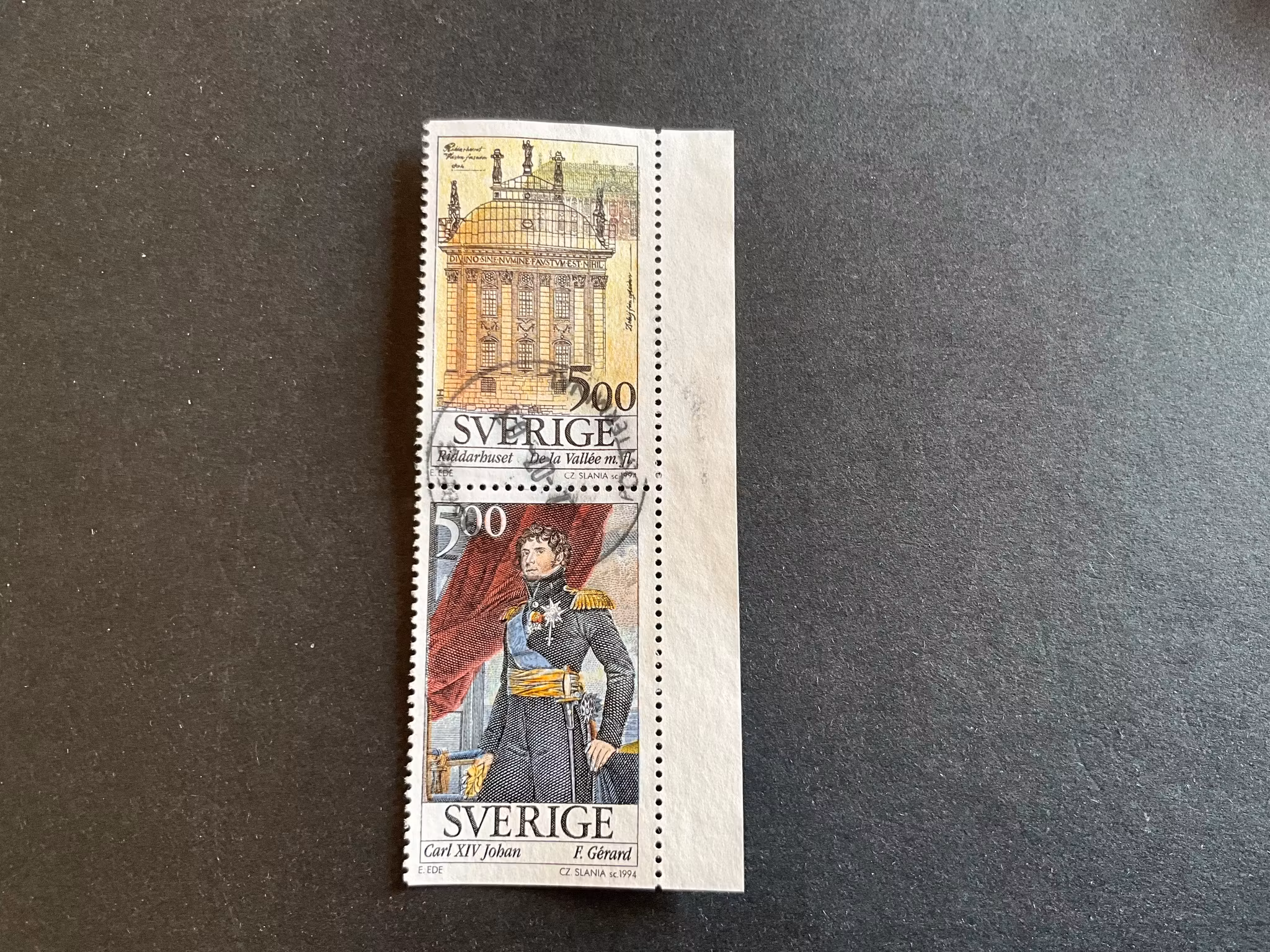 Kulturutbyte Sverige-Frankrike facit 1838 SX stämplat par