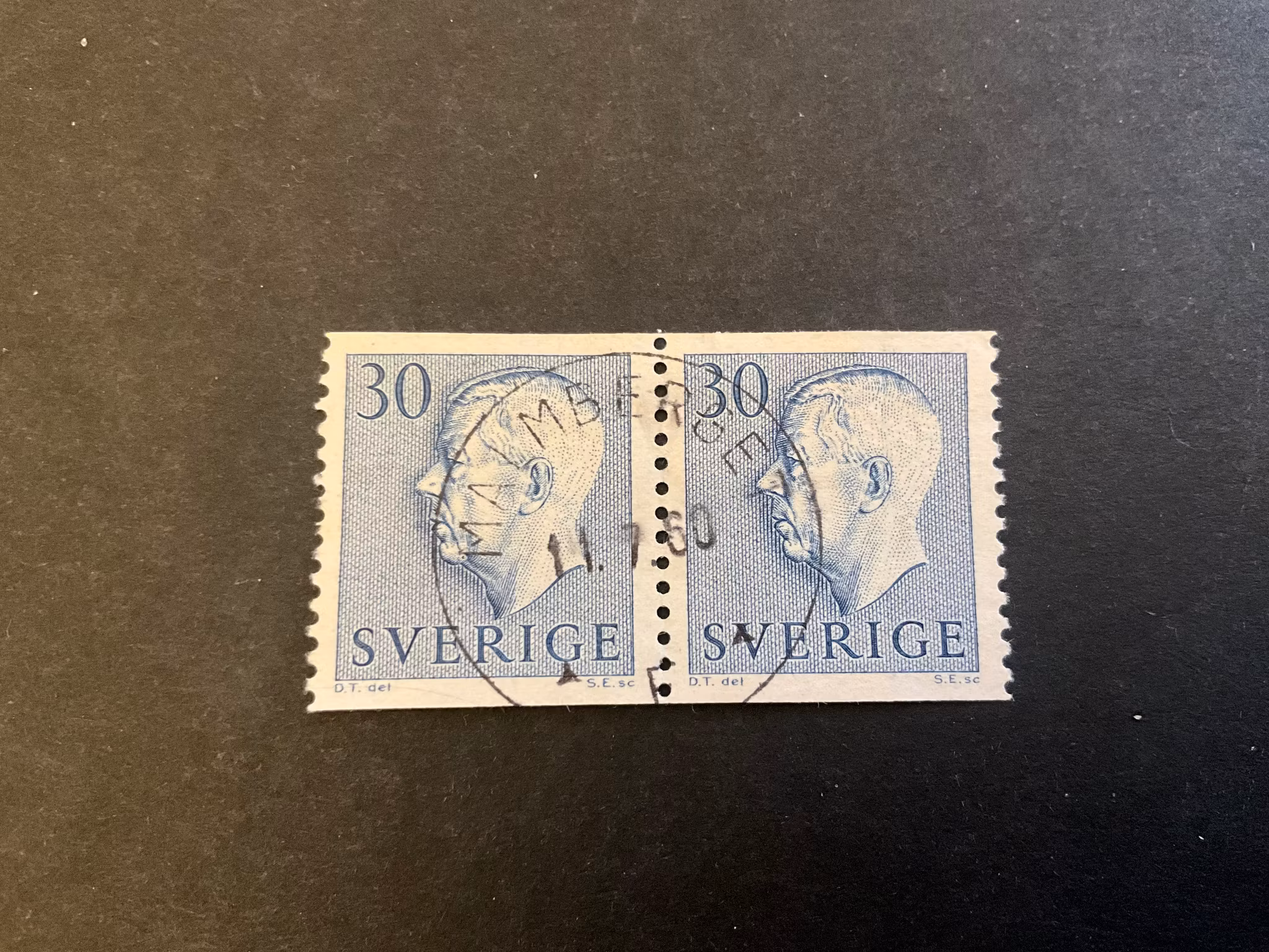 Gustaf VI Adolf facit 416 A i 2+2-sidigt oar praktstämplat MALMBERGET
