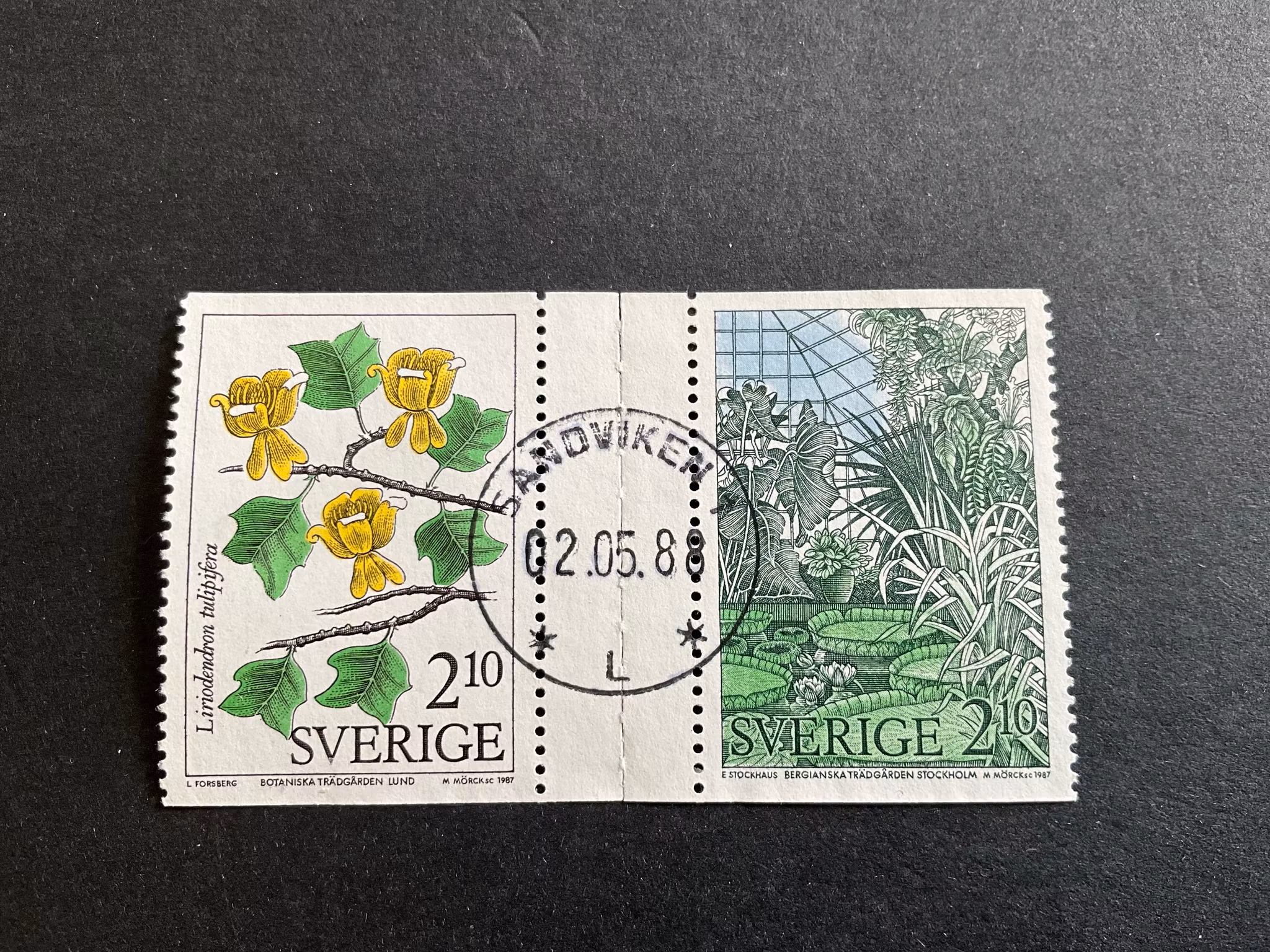 Botaniska trädgårdar facit 1473 G lyxstämplat guttepar SANDVIKEN 1