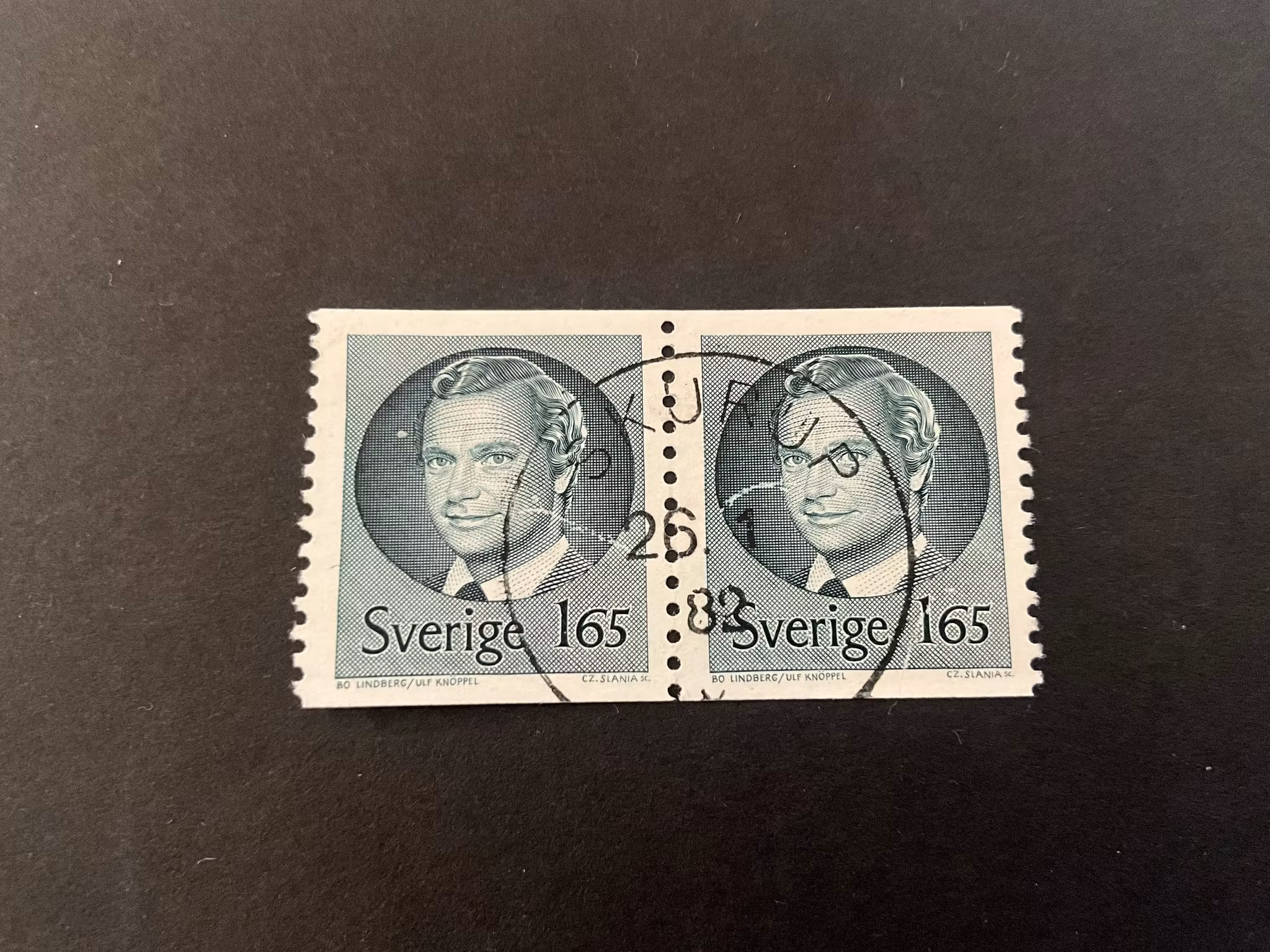 Carl XVI Gustaf typ II facit 1166 praktstämplat 2+2-sidigt par SKURUP