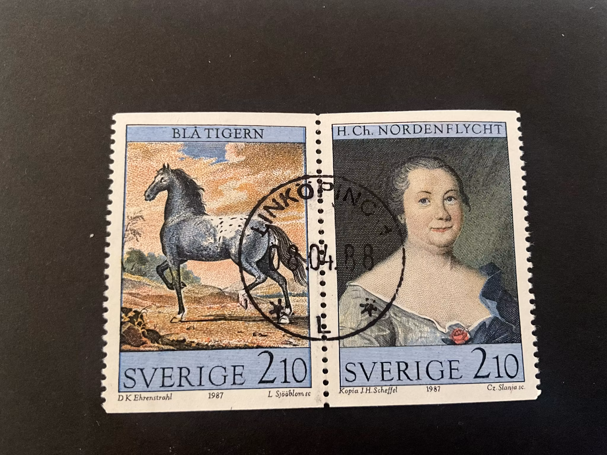 Konst på Gripsholms slott facit 1464+1465 lyxstämplat LINKÖPING 1