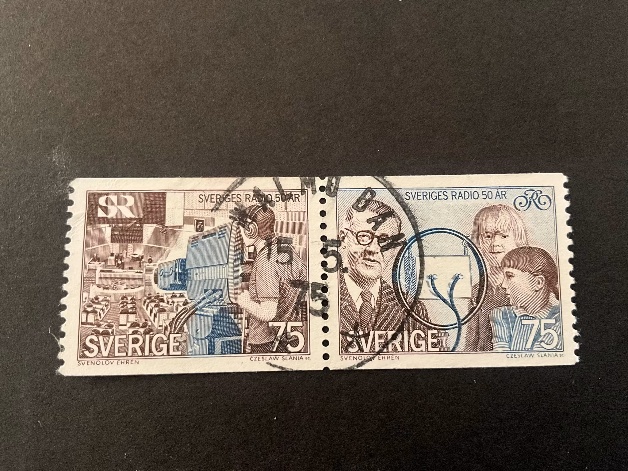 Sveriges radio 50 år facit 907 SX 2 praktstämplat MALMÖ BAN