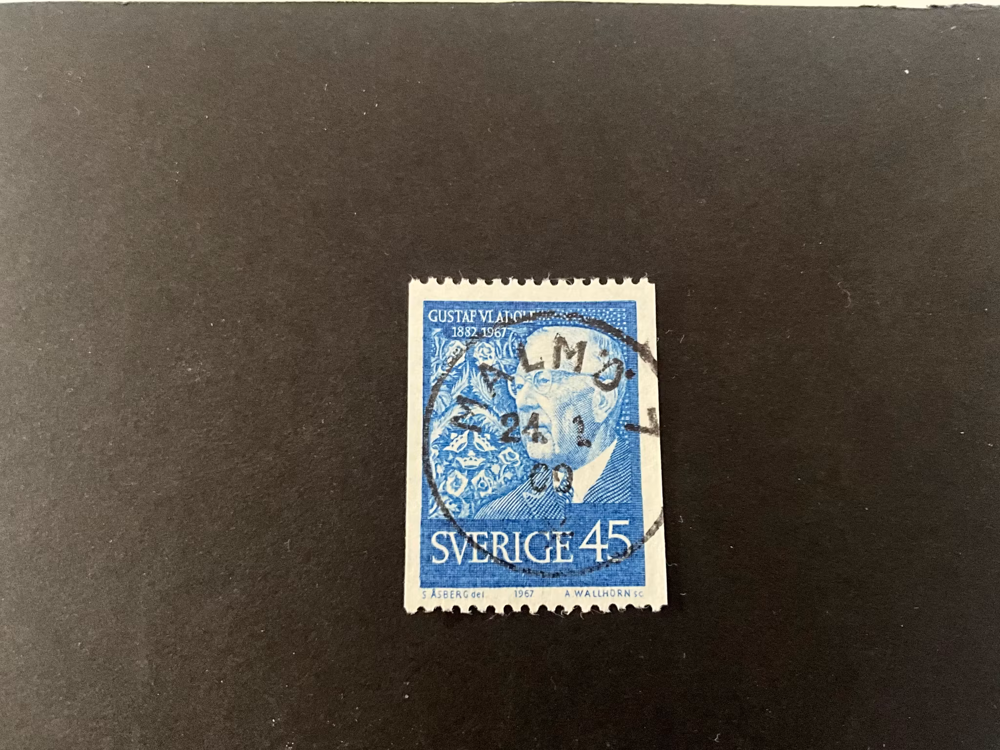 Gustaf VI Adolf 85 år facit 616 A praktstämplat MALMÖ 7