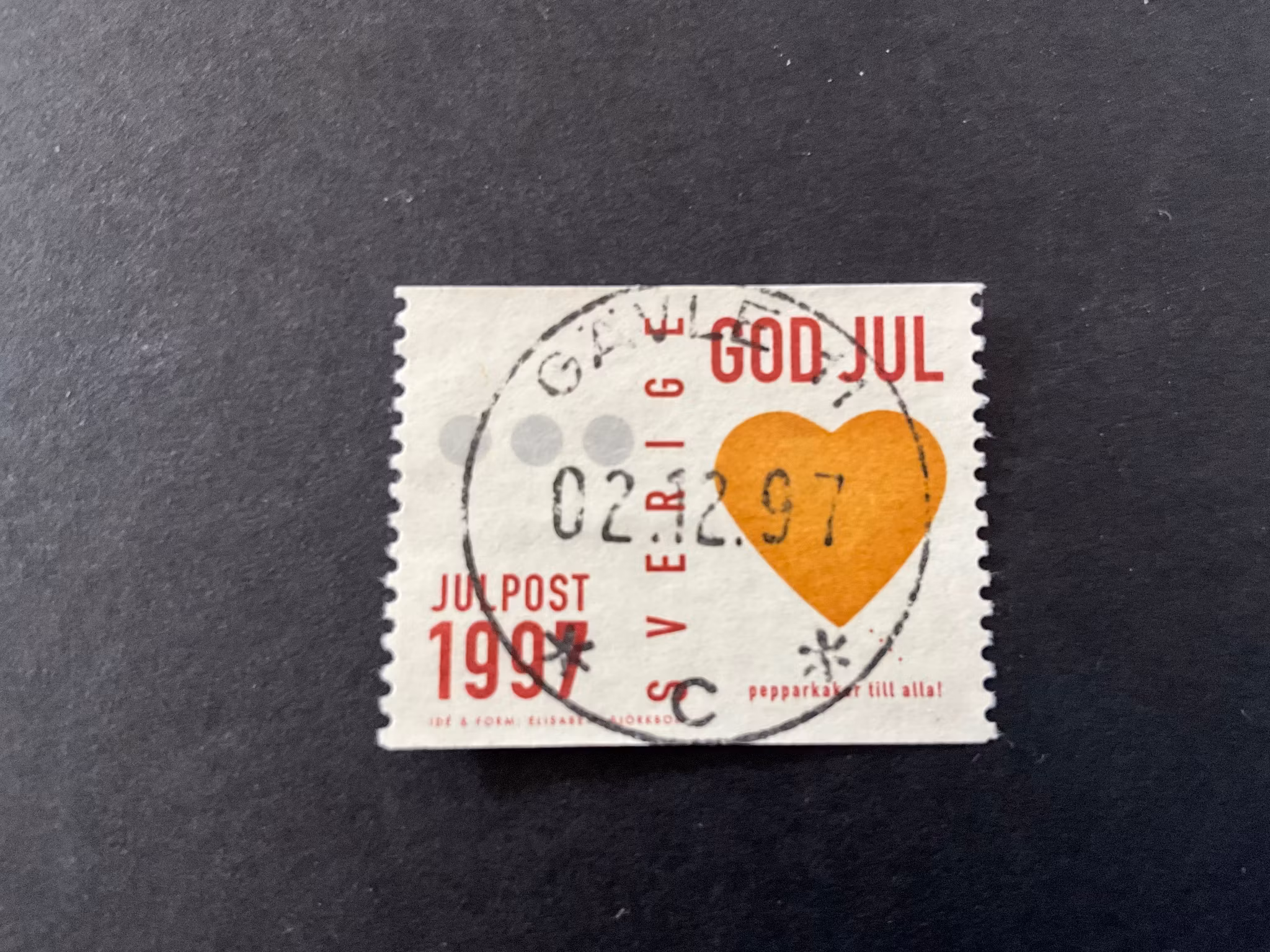 Inrikes julpost 1997 facit 2044 lyxstämplat GÄVLE 11