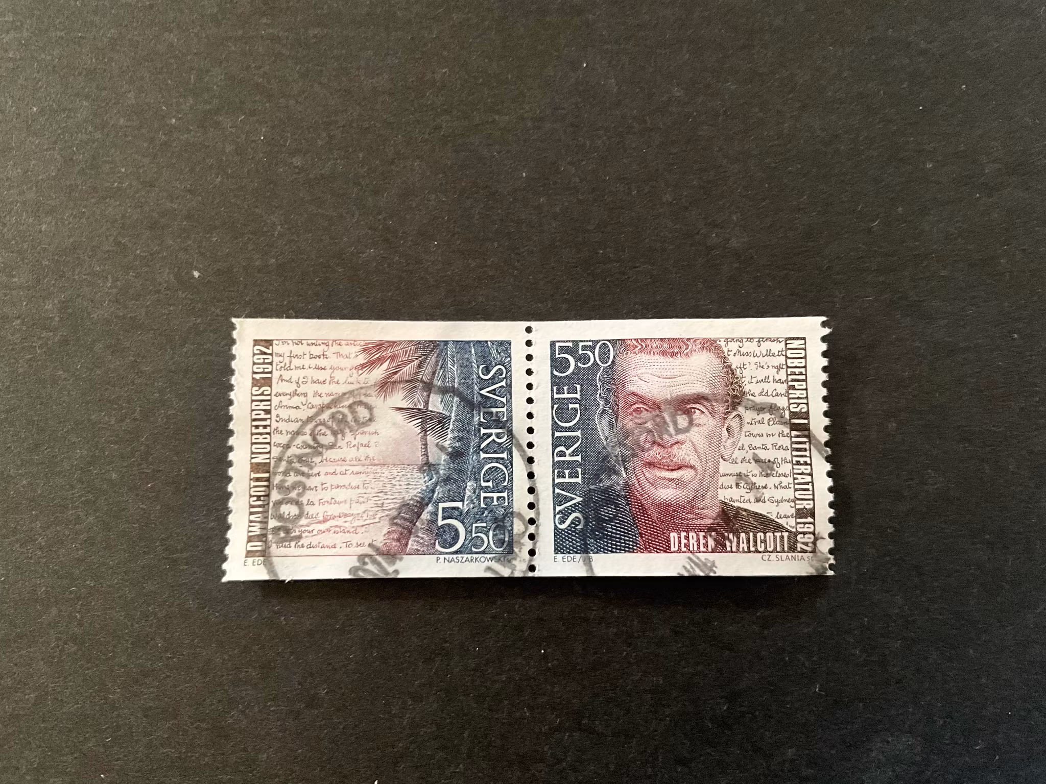 Nobelpristagare litteratur 1992 facit 1770 SX 1 stämplat