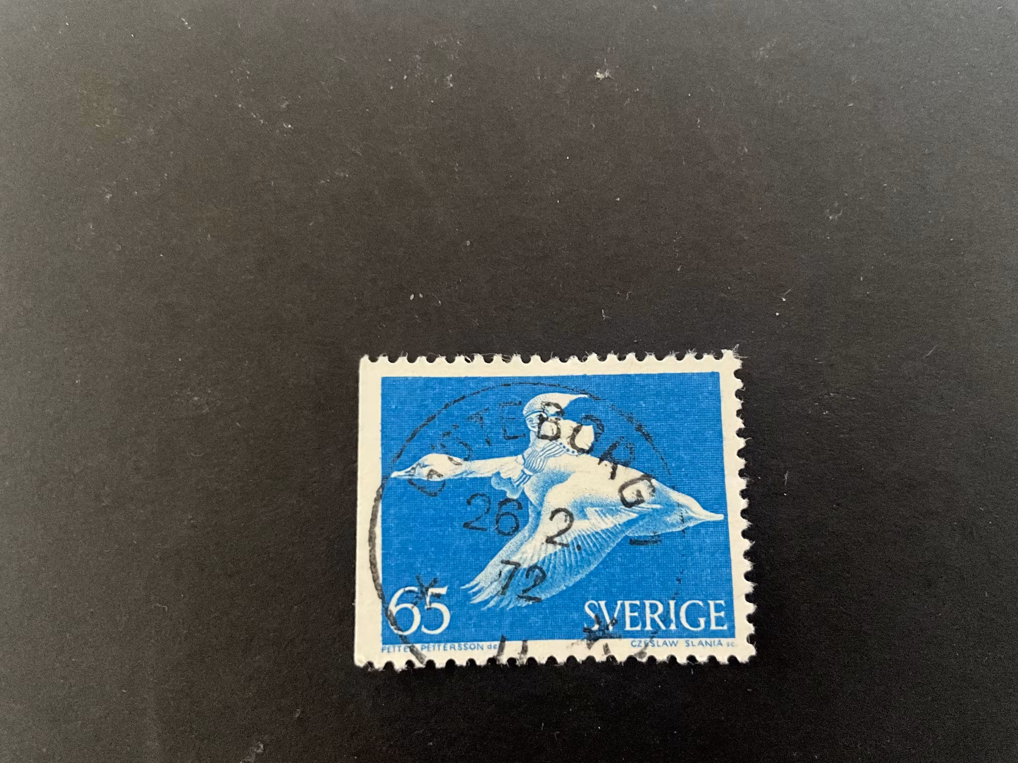 Nils Holgersson facit 750 B1 med gul fluoroscense praktstämplat GÖTEBORG 1