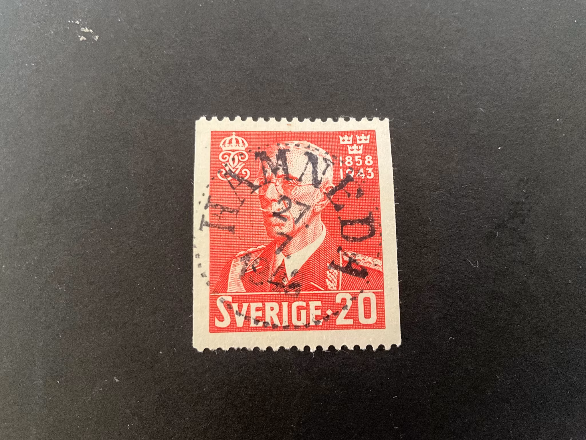 Gustaf V 85 år facit 344 A praktstämplat HAMNEDA